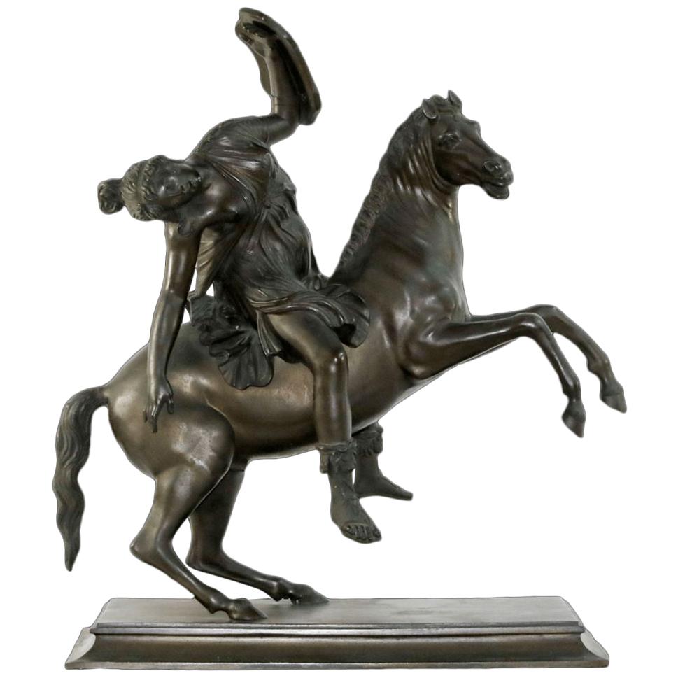19th Century Patinated Bronze "Amazon On Horseback" Signed, M Amodio, Napoli For Sale