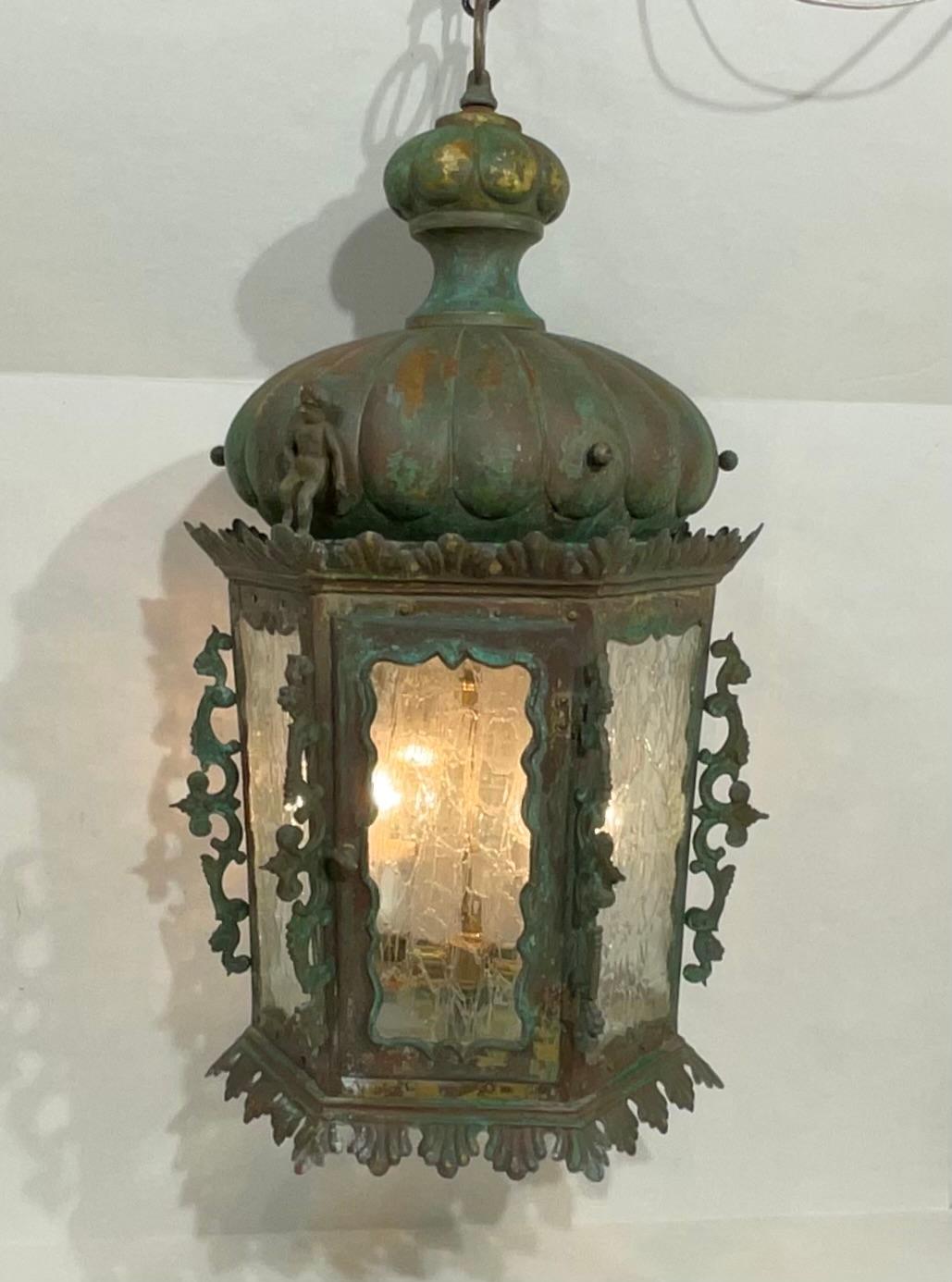 19th Century Bronze And Copper Chandelier Or Pendant  For Sale 4
