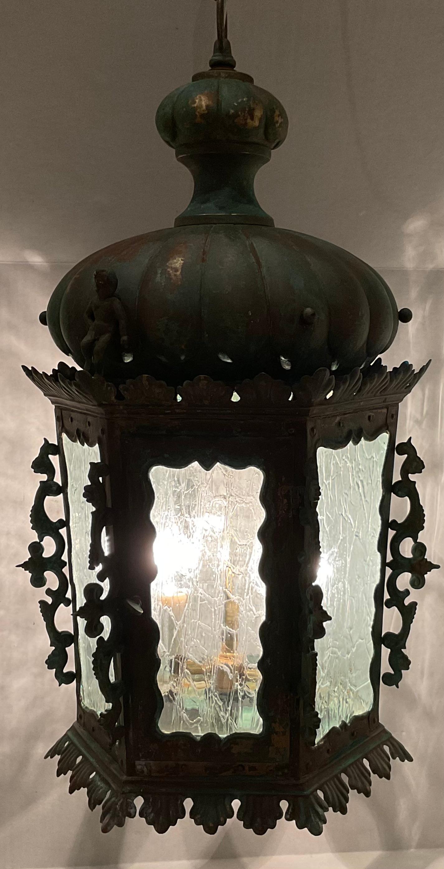 19th Century Bronze And Copper Chandelier Or Pendant  For Sale 5