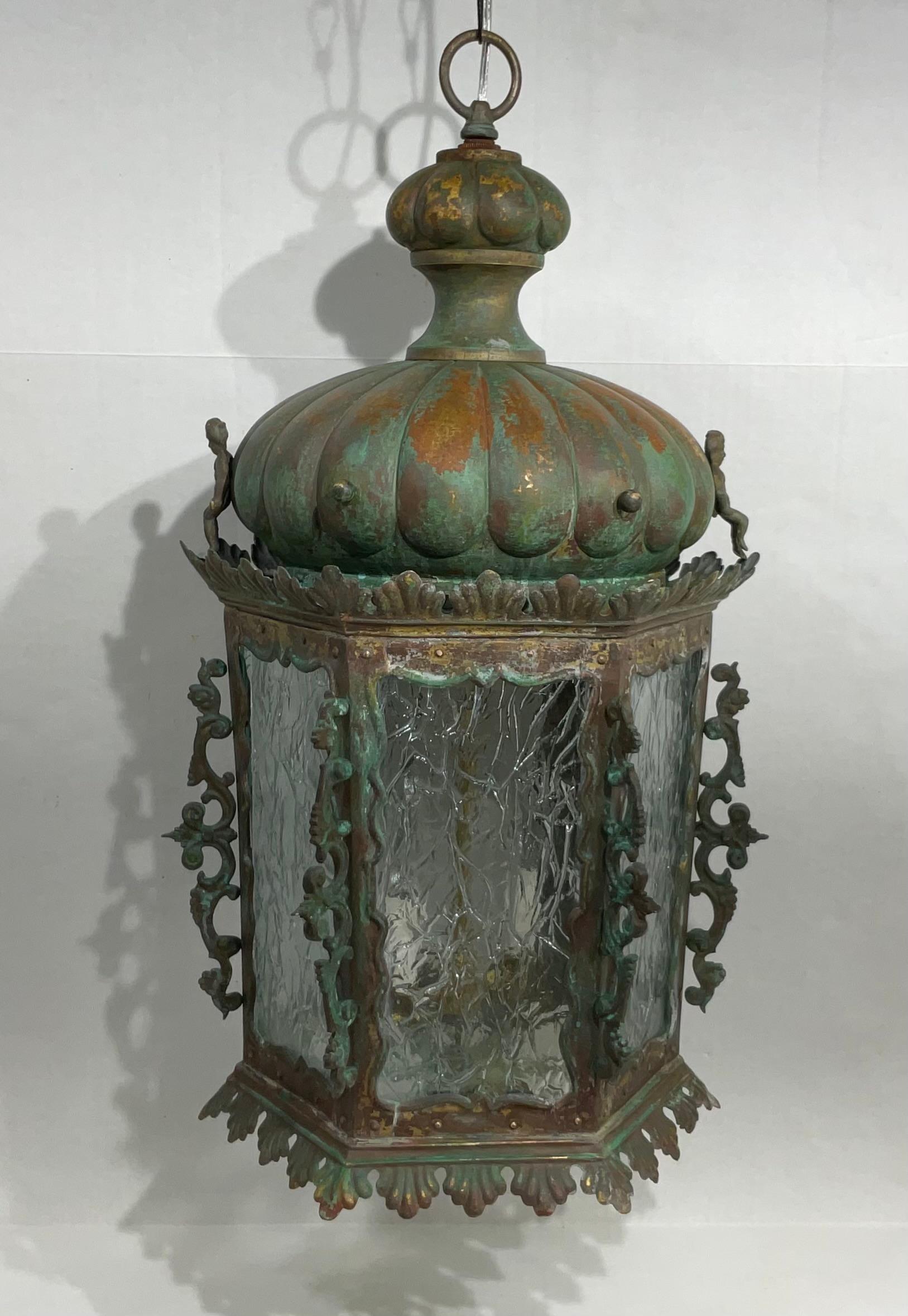 19th Century Bronze And Copper Chandelier Or Pendant  For Sale 6