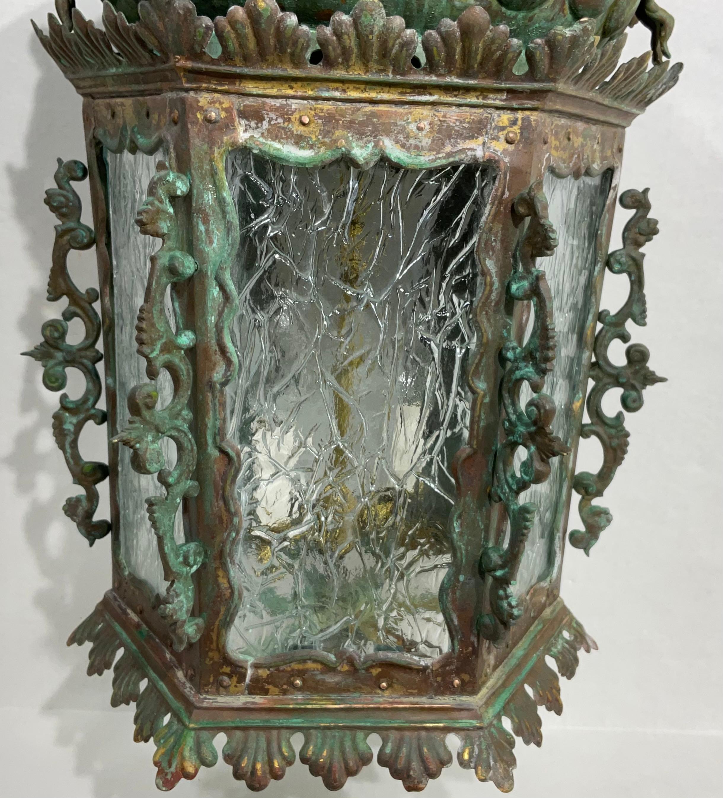 19th Century Bronze And Copper Chandelier Or Pendant  For Sale 9