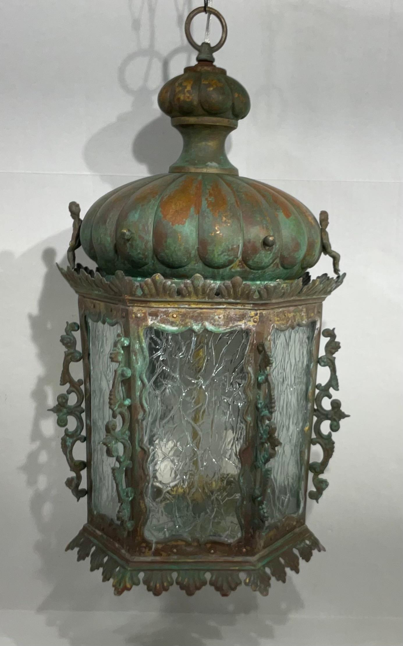19th Century Bronze And Copper Chandelier Or Pendant  For Sale 11