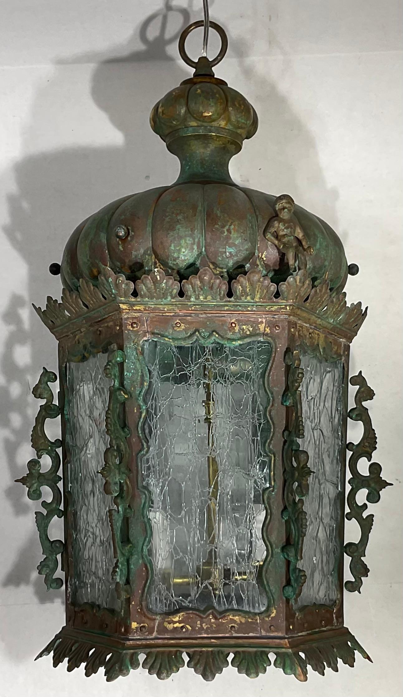 Lampadario o pendente in bronzo e rame del XIX secolo in vendita 15