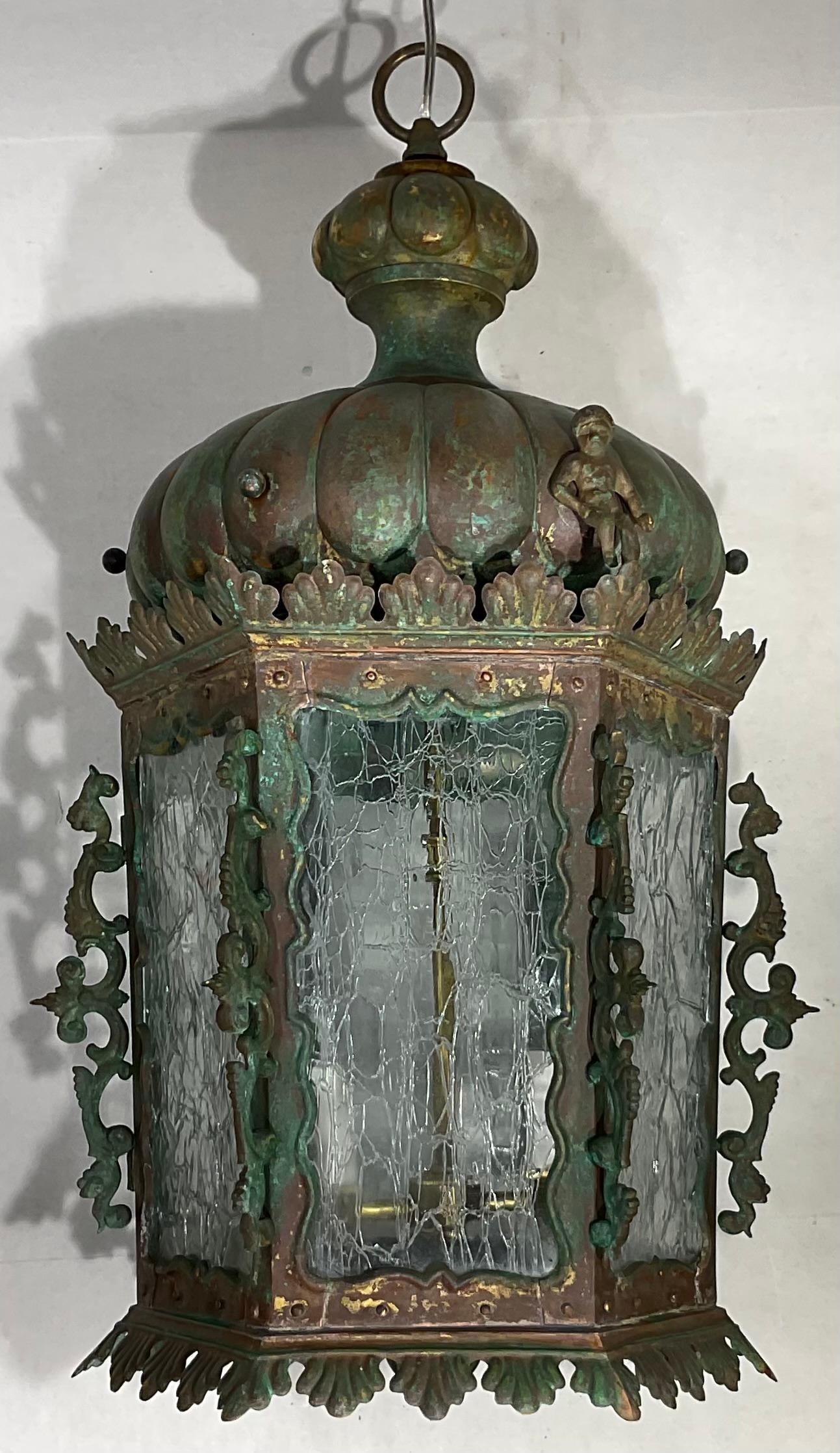 19th Century Bronze And Copper Chandelier Or Pendant  For Sale 14