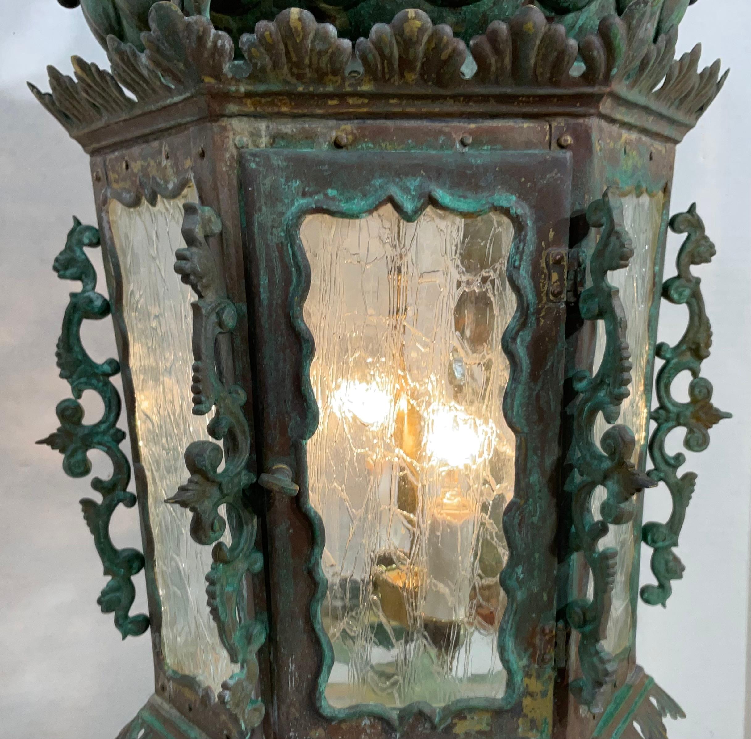 Fatto a mano Lampadario o pendente in bronzo e rame del XIX secolo in vendita