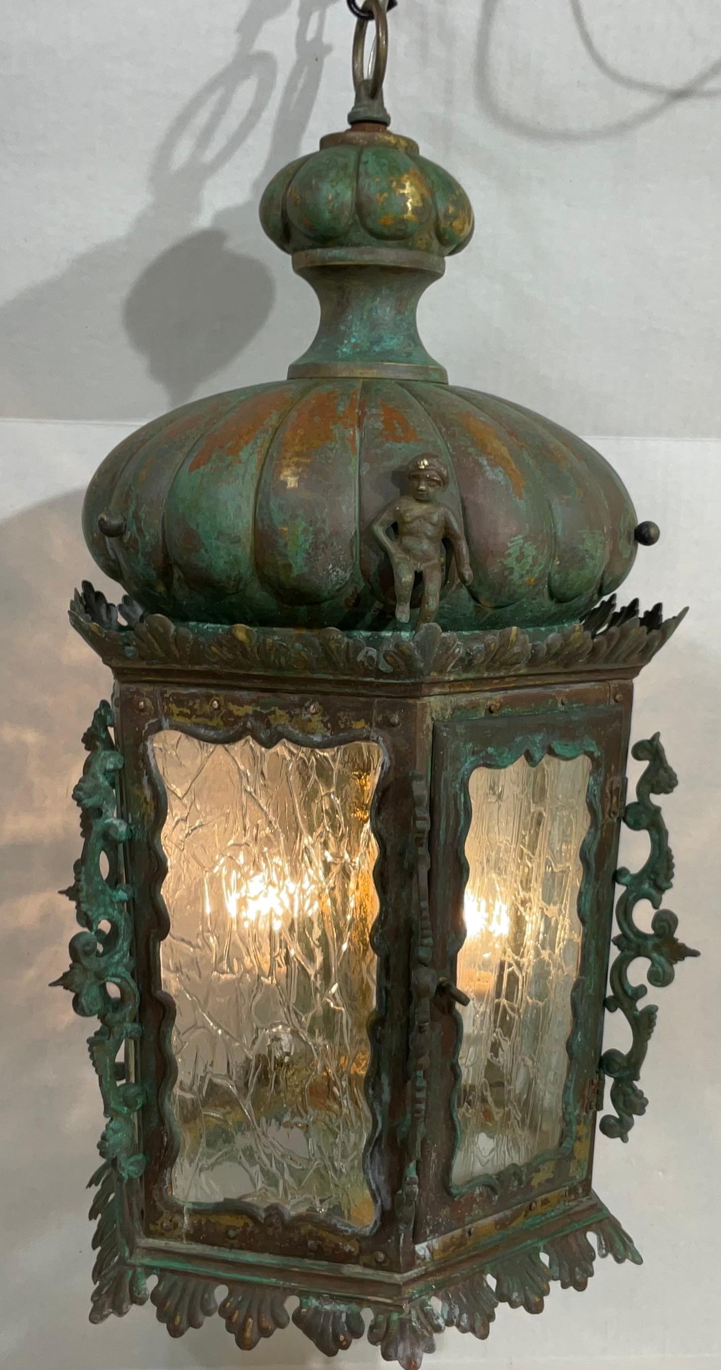 19th Century Bronze And Copper Chandelier Or Pendant  For Sale 1