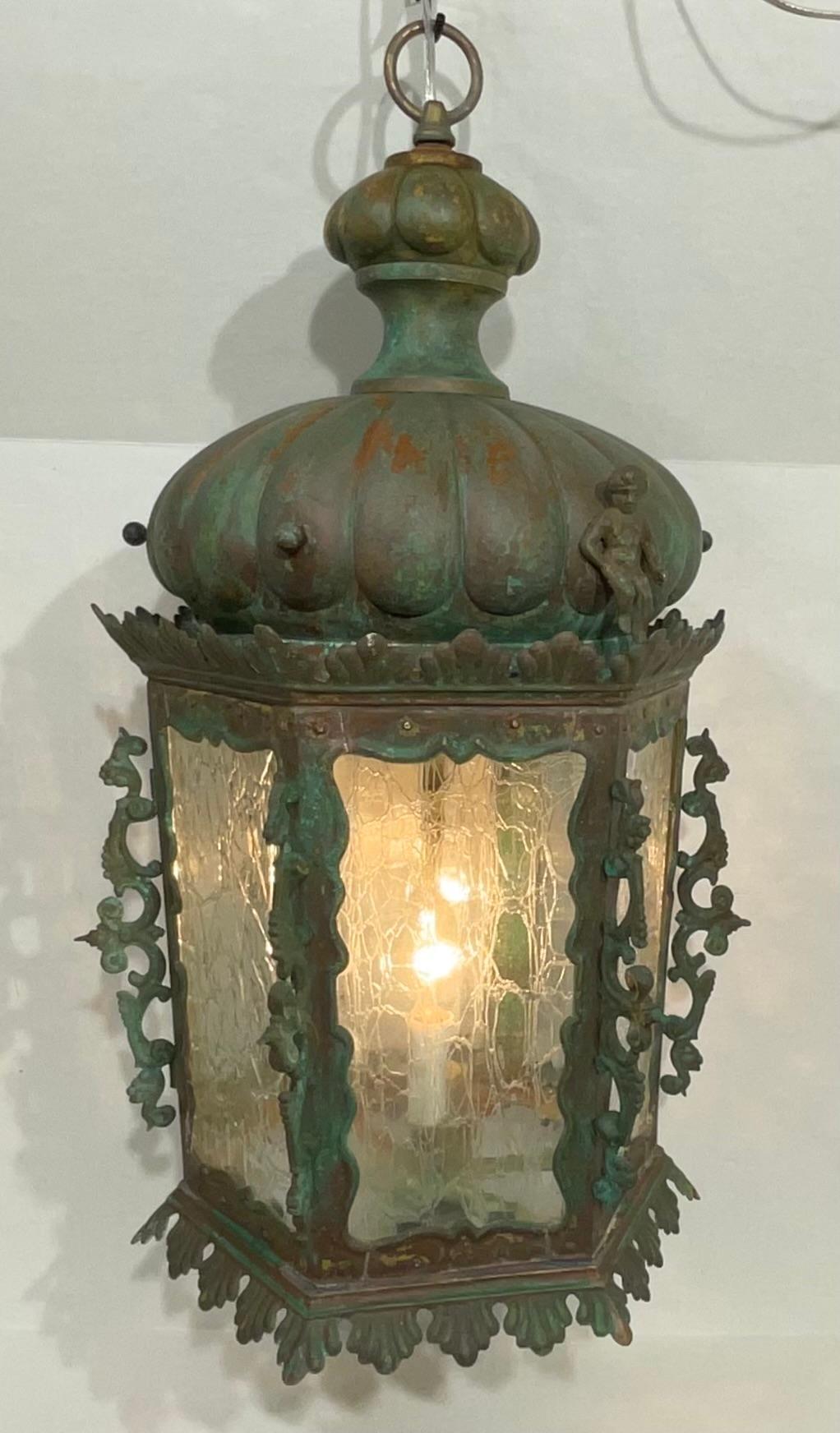 19th Century Bronze And Copper Chandelier Or Pendant  For Sale 2
