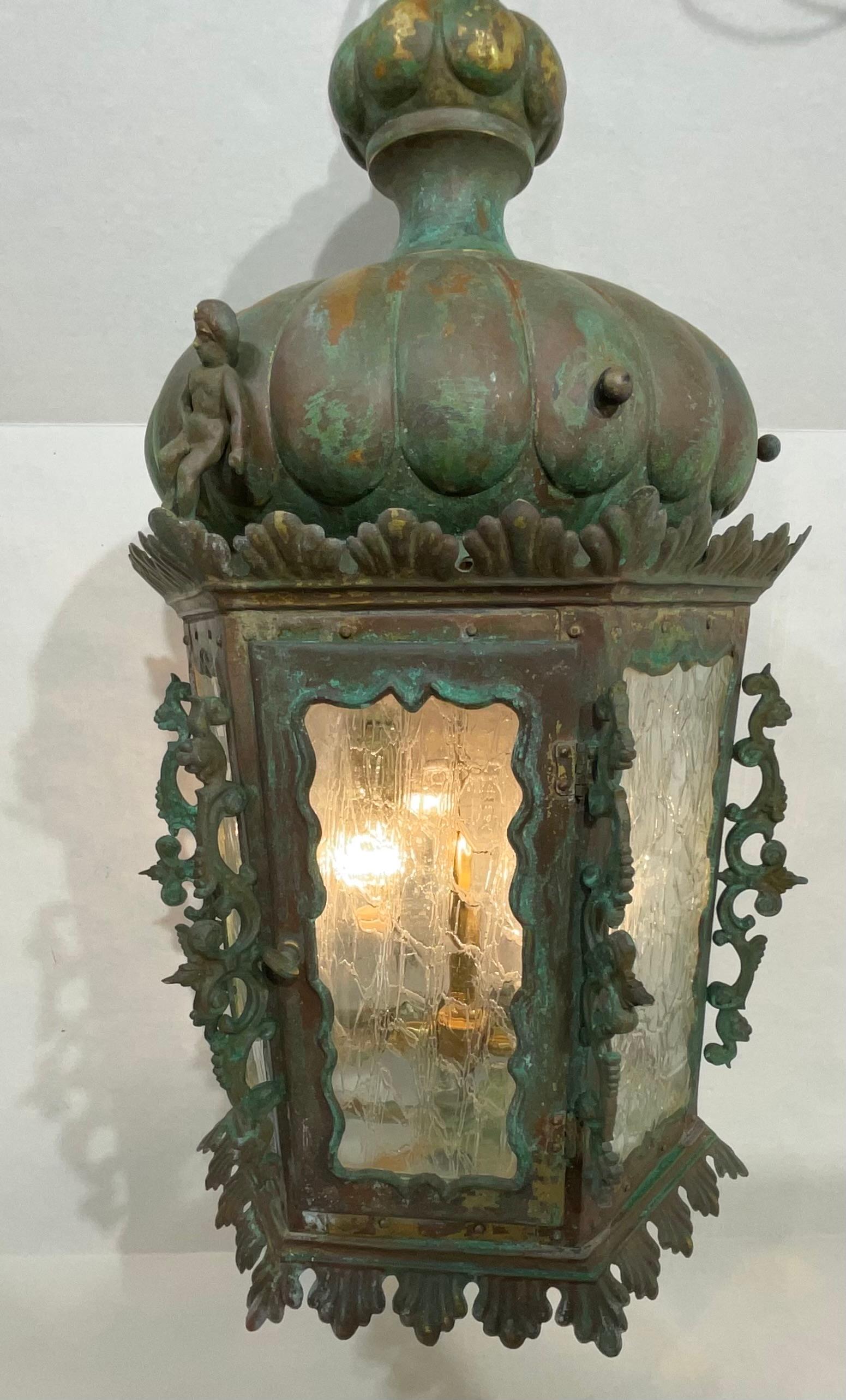 19th Century Bronze And Copper Chandelier Or Pendant  For Sale 3