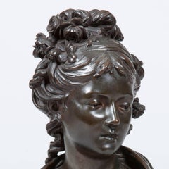 buste de jeune fille en bronze patiné du XIXe siècle par Jean-Louis Grégoire