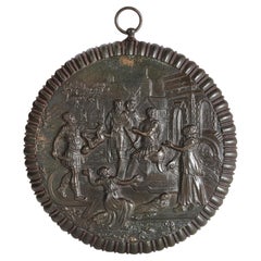 19th Century patinated bronze plaque of the Judgement of Solomon