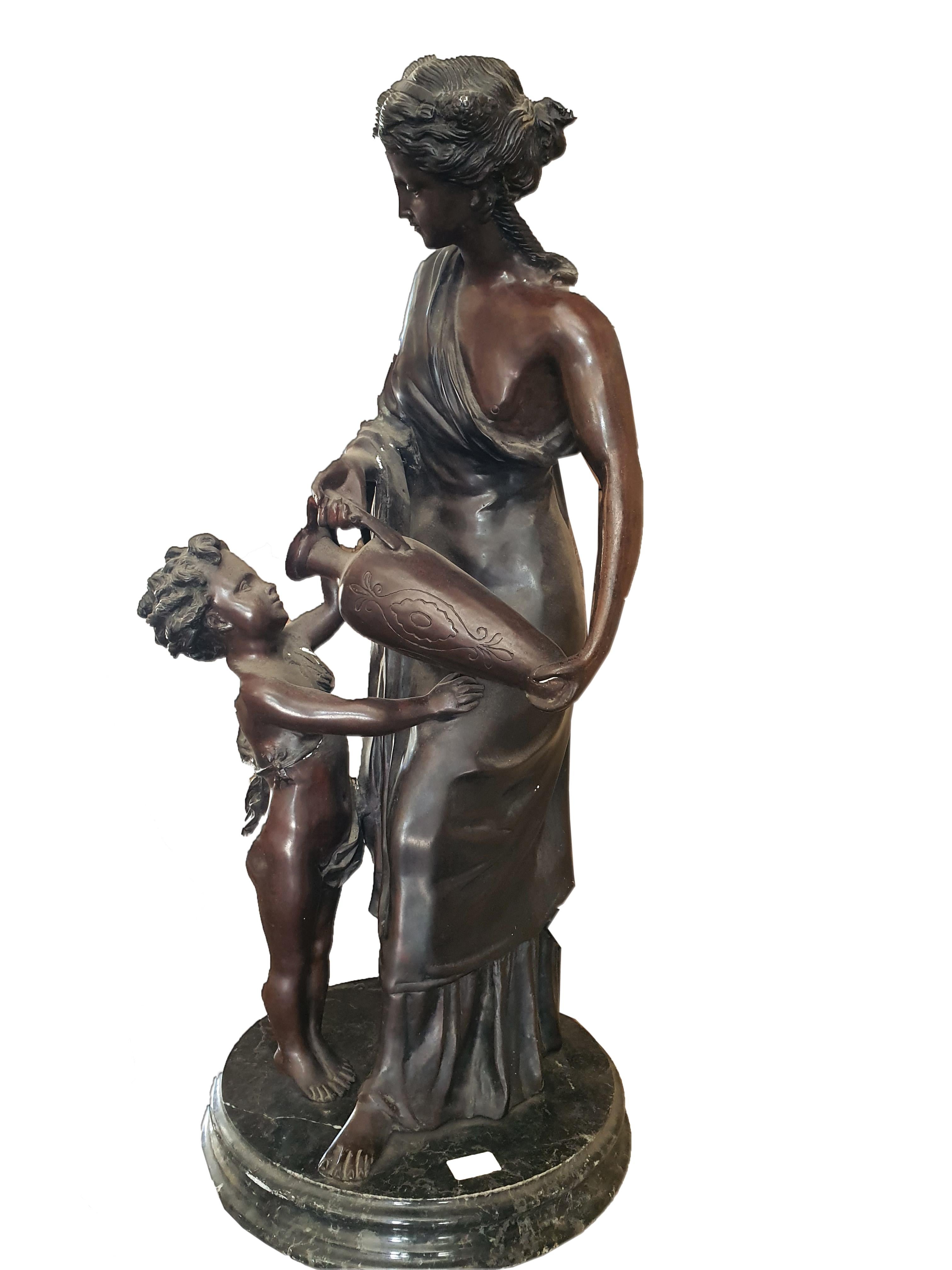Patinierte Bronzeskulptur des 19. Jahrhunderts von Hippolyte Francois Moreau (Französisch) im Angebot