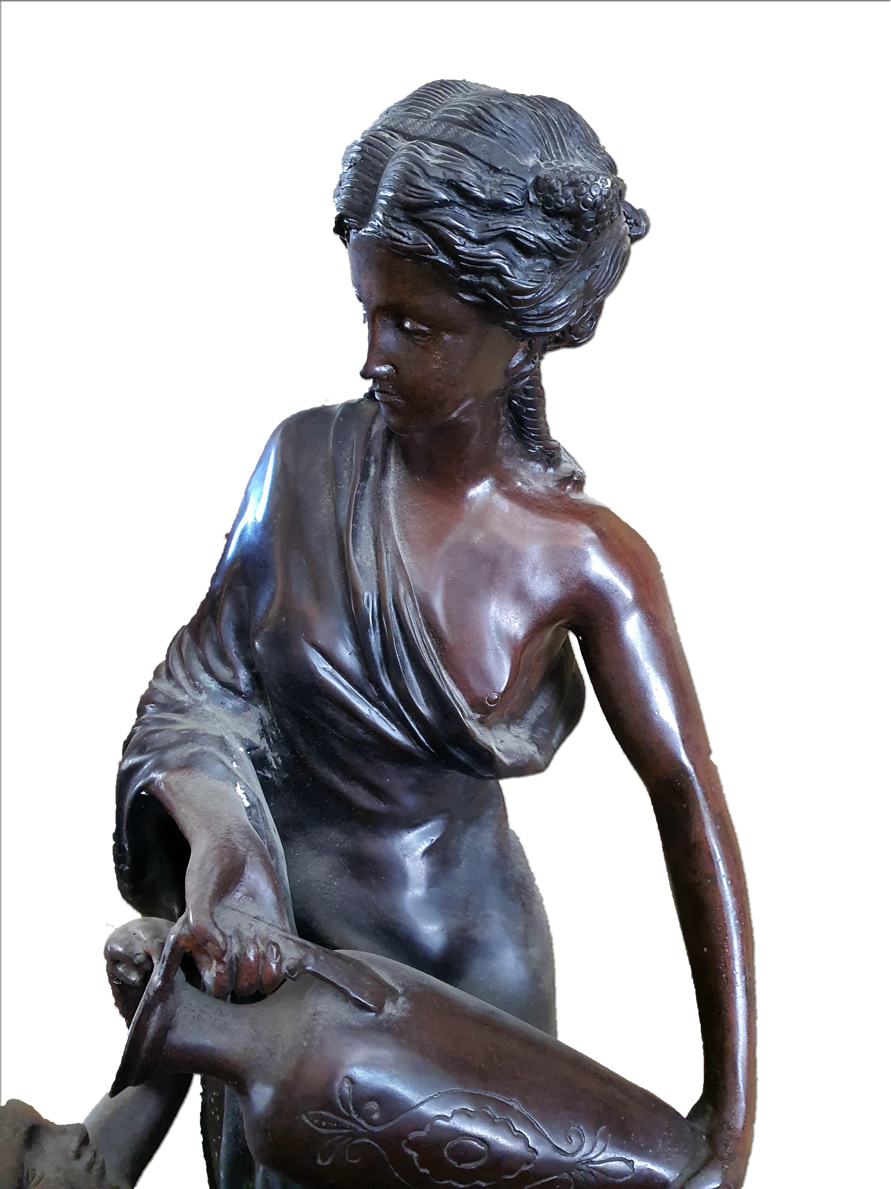 19th Century Patinated Bronze Sculpture By Hippolyte Francois Moreau In Good Condition For Sale In PALERMO, IT