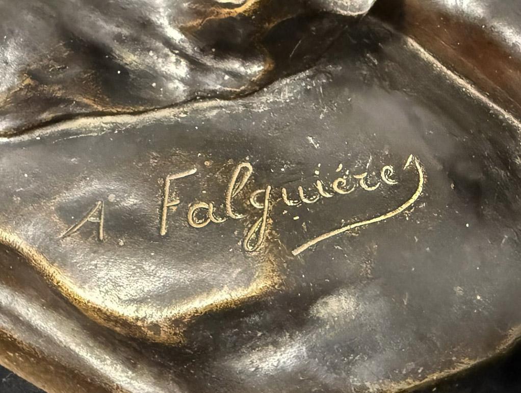 19th Century Patinated Bronze Sculpture of a Loving Couple - Alexandre Falguiere siglo XIX en venta