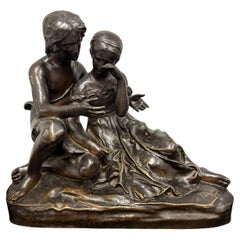 19th Century Patinated Bronze Sculpture of a Loving Couple - Alexandre Falguiere