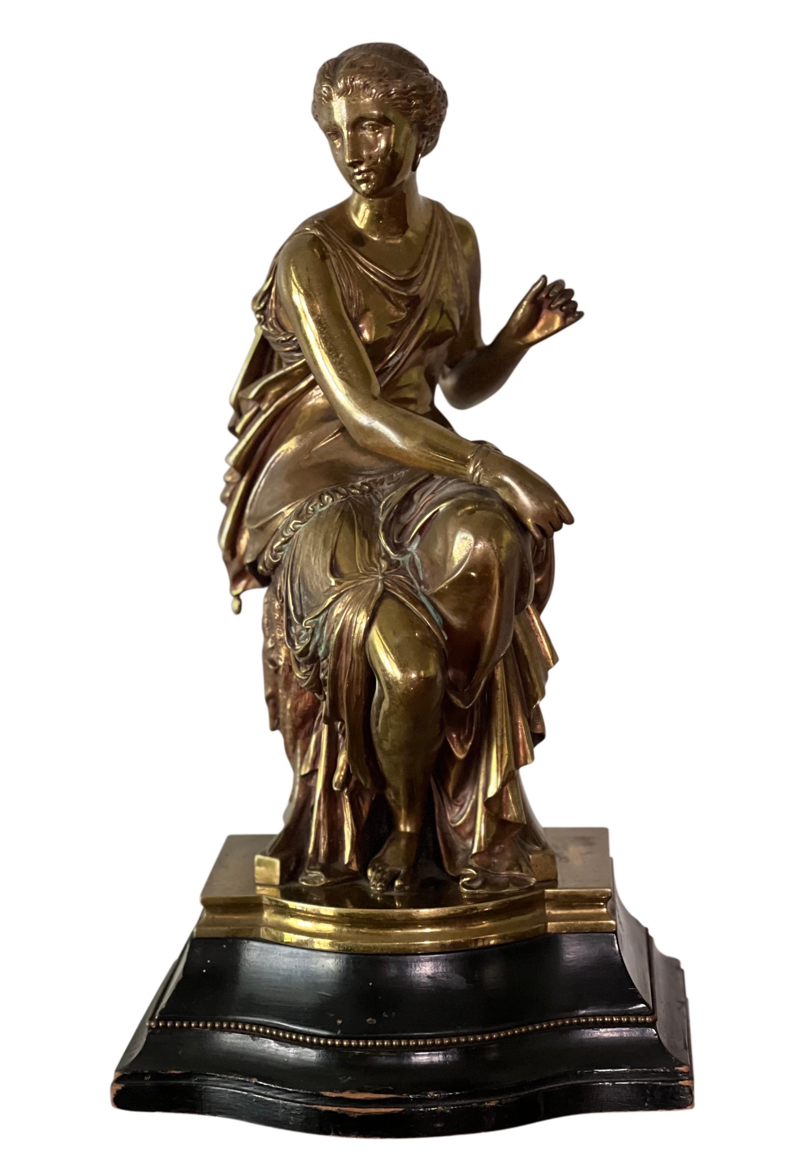 19th Century Patinated Bronze Sculpture of Maiden by Auguste Joseph Peiffer For Sale 9