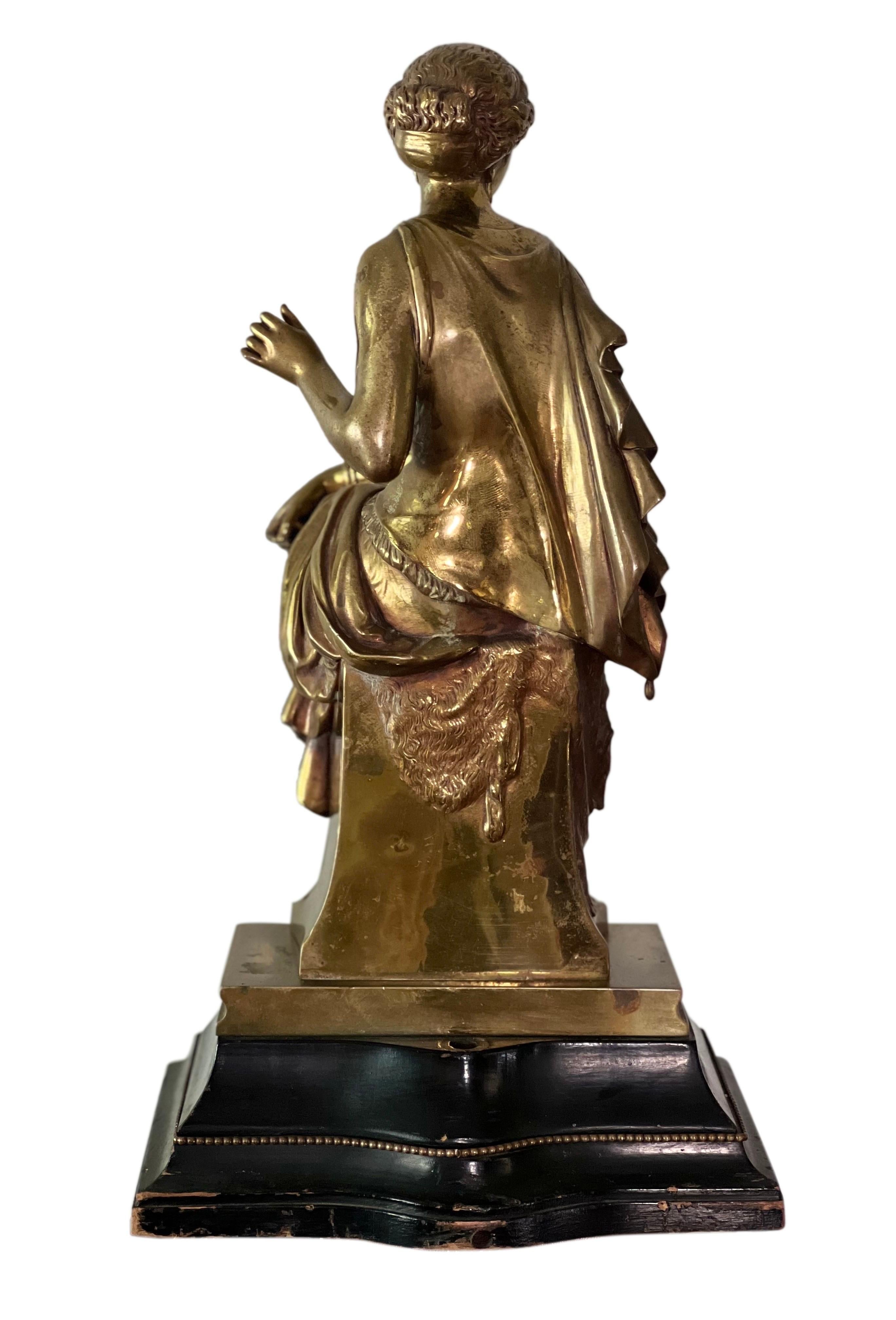 French 19th Century Patinated Bronze Sculpture of Maiden by Auguste Joseph Peiffer For Sale
