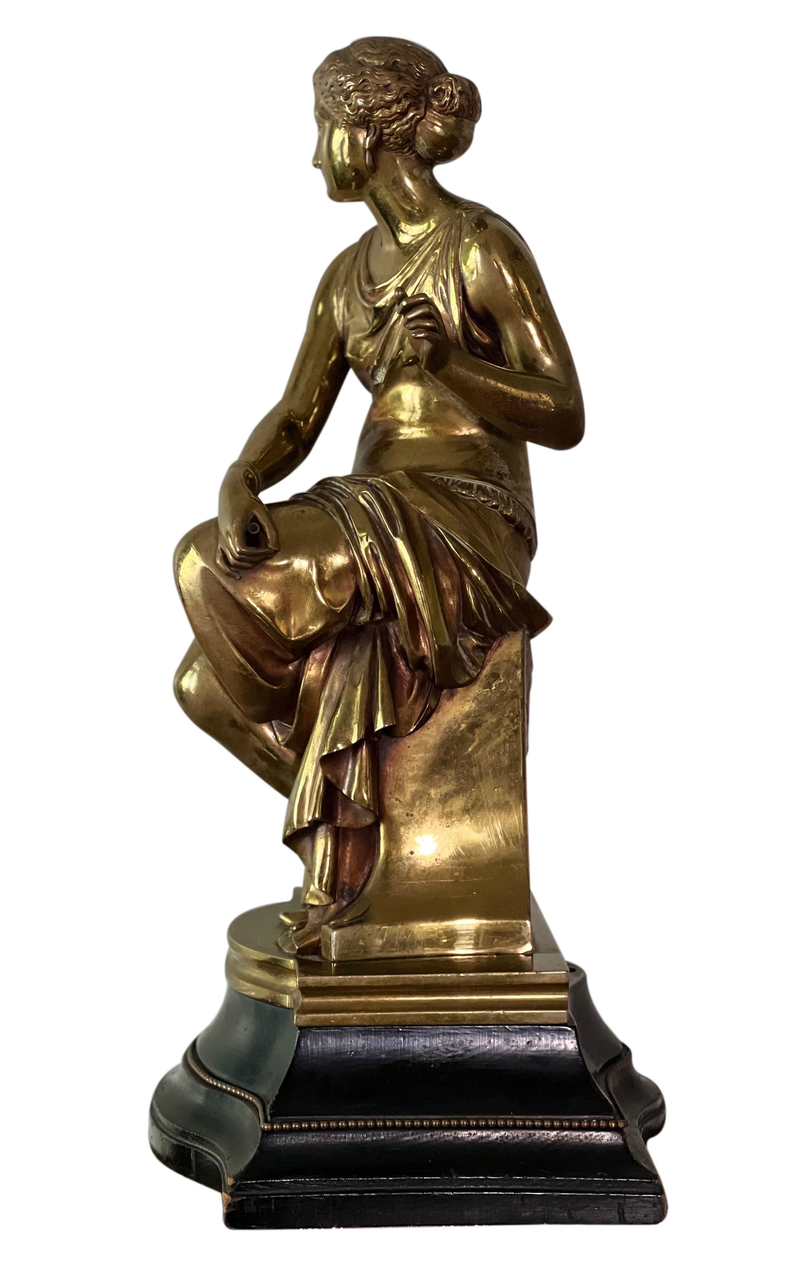 19th Century Patinated Bronze Sculpture of Maiden by Auguste Joseph Peiffer In Good Condition For Sale In Doylestown, PA