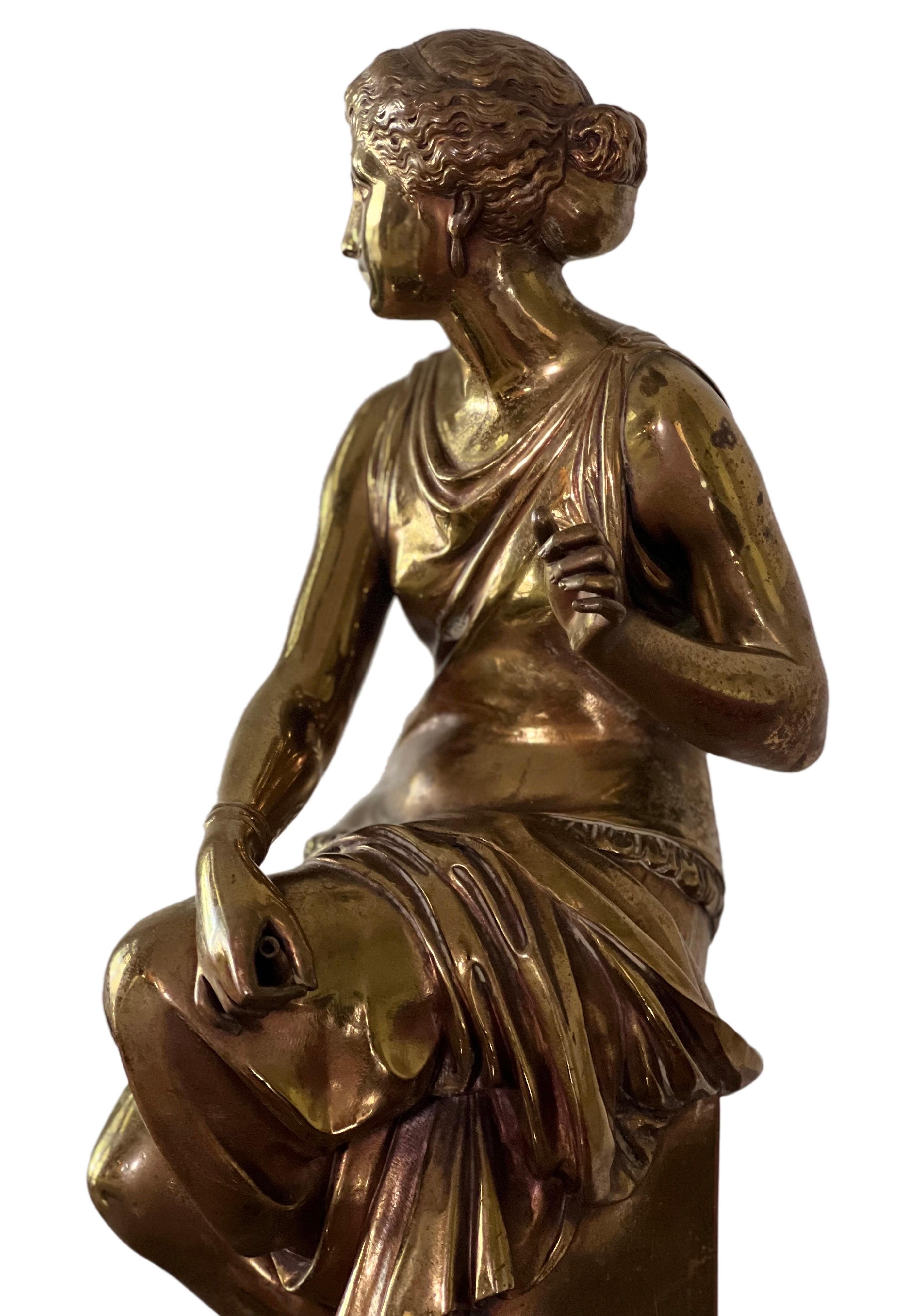 XIXe siècle Sculpture en bronze patiné d'une jeune fille du 19ème siècle par Auguste Joseph Peiffer en vente