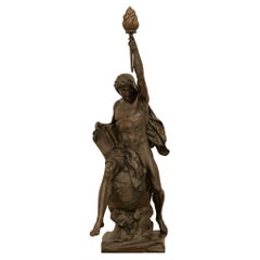 19th century patinated Bronze statue titled “Ad Lumen”, signed by Émile Picault