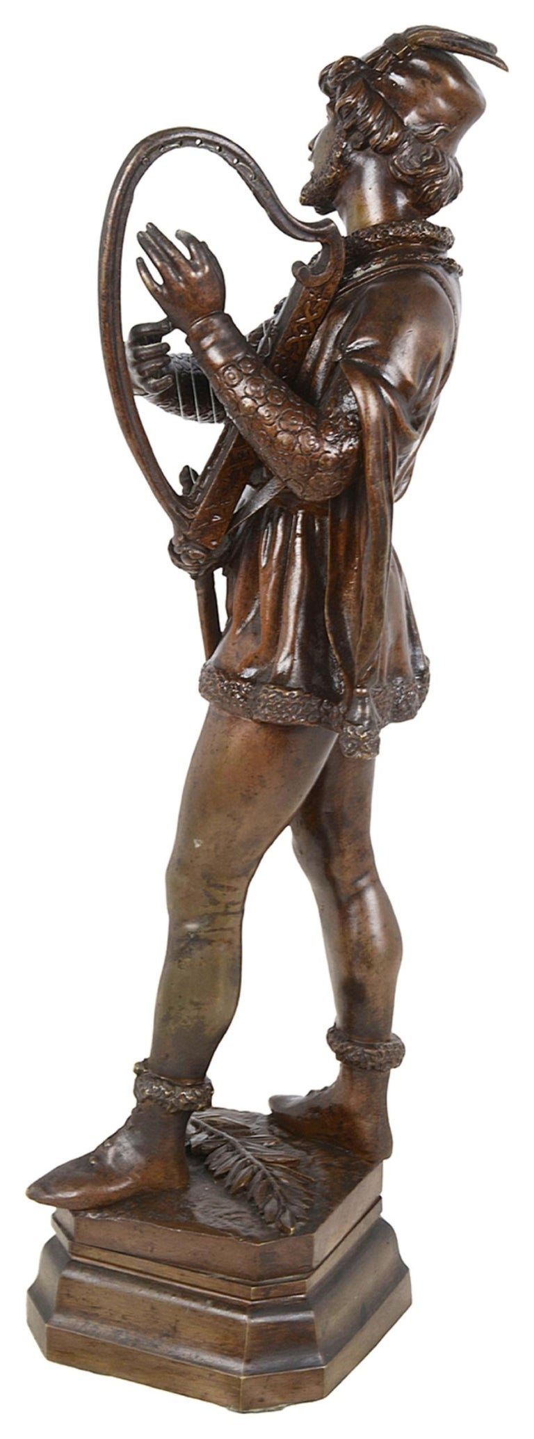 19th Century Patinated Bronze Study of a Musician by Marcel Debut  In Good Condition For Sale In Brighton, Sussex
