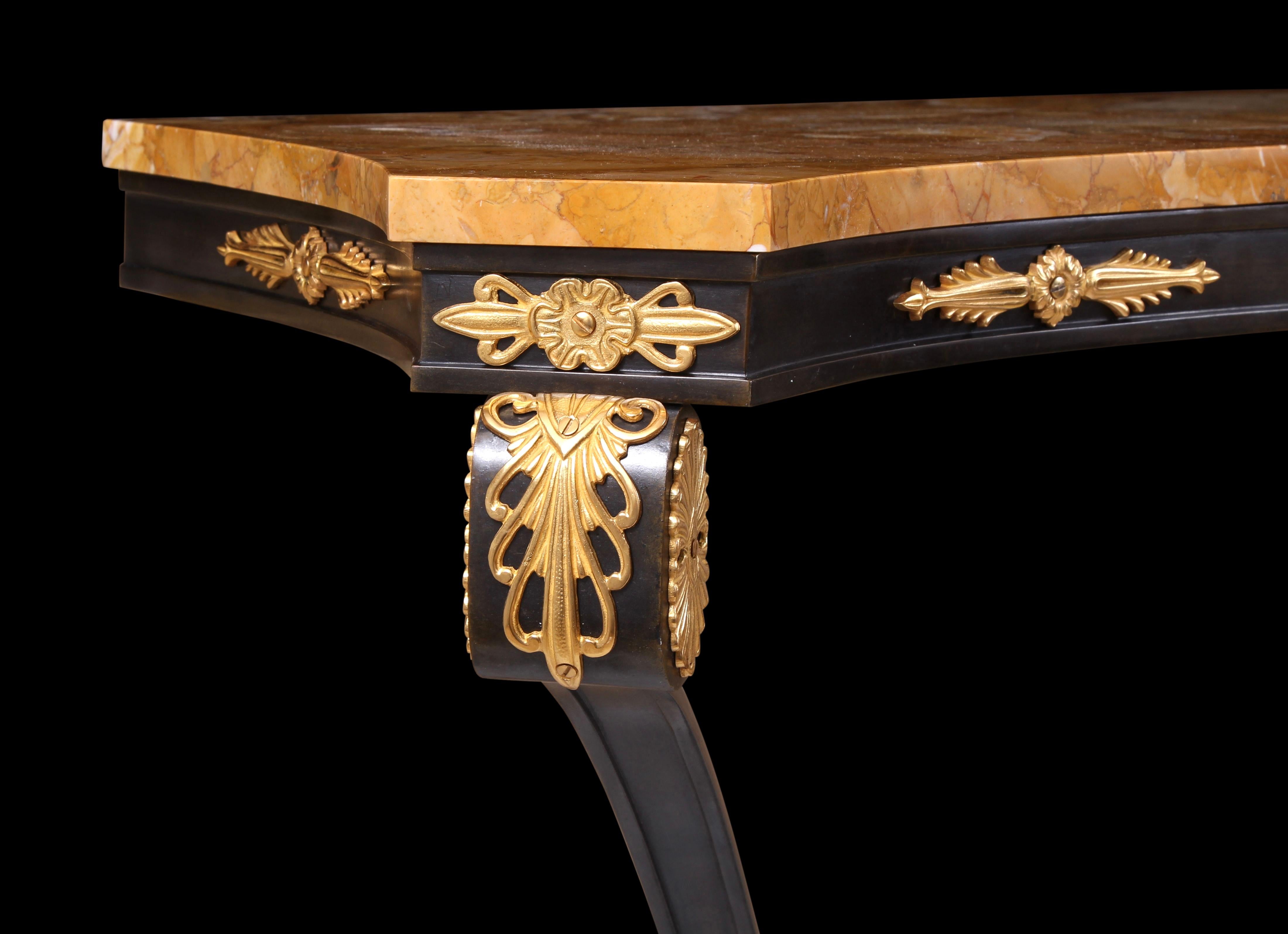 Neoclassical Late 19th Century Bronze & Siena Marble Console Table For Sale