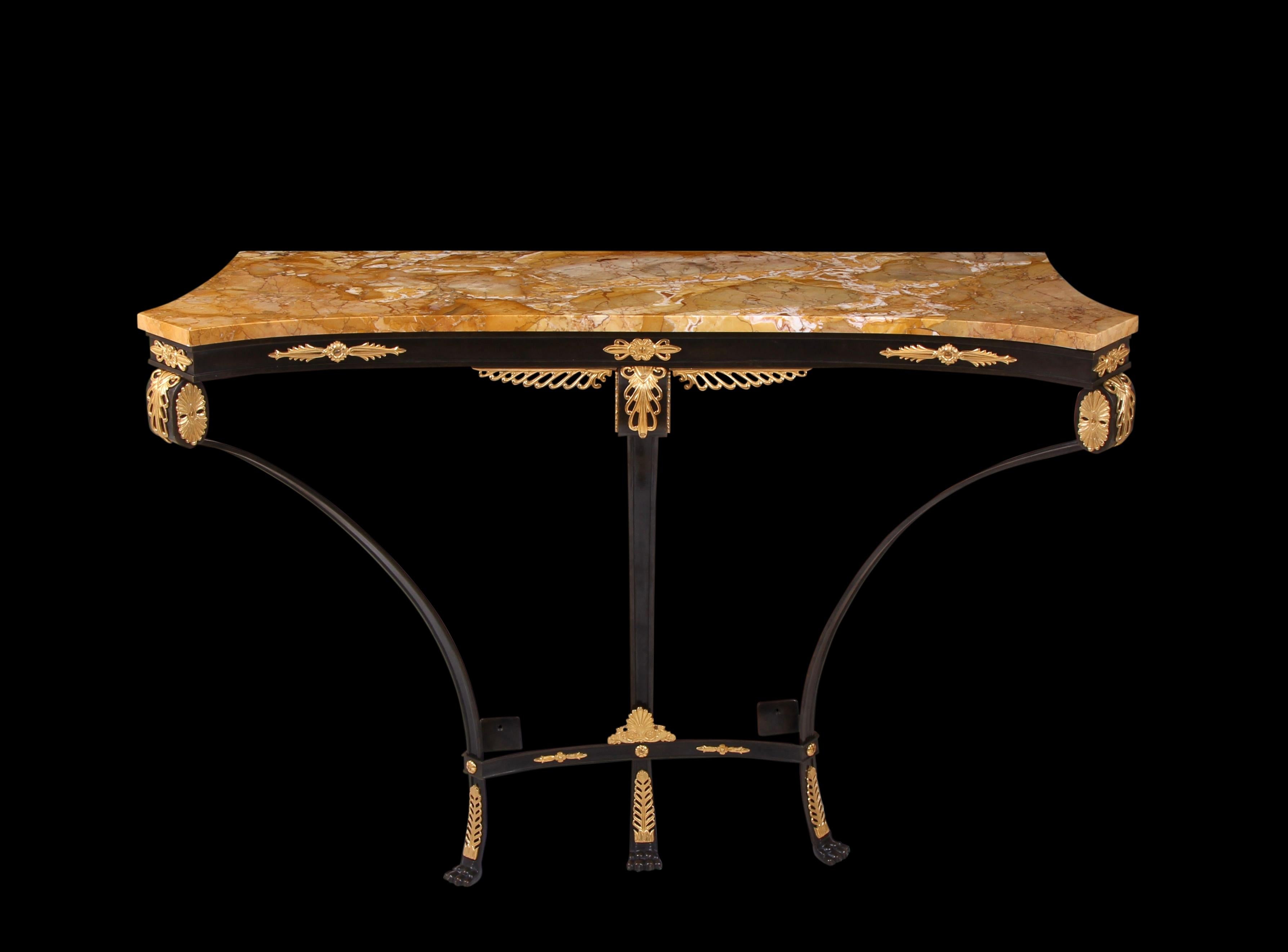 French Late 19th Century Bronze & Siena Marble Console Table For Sale
