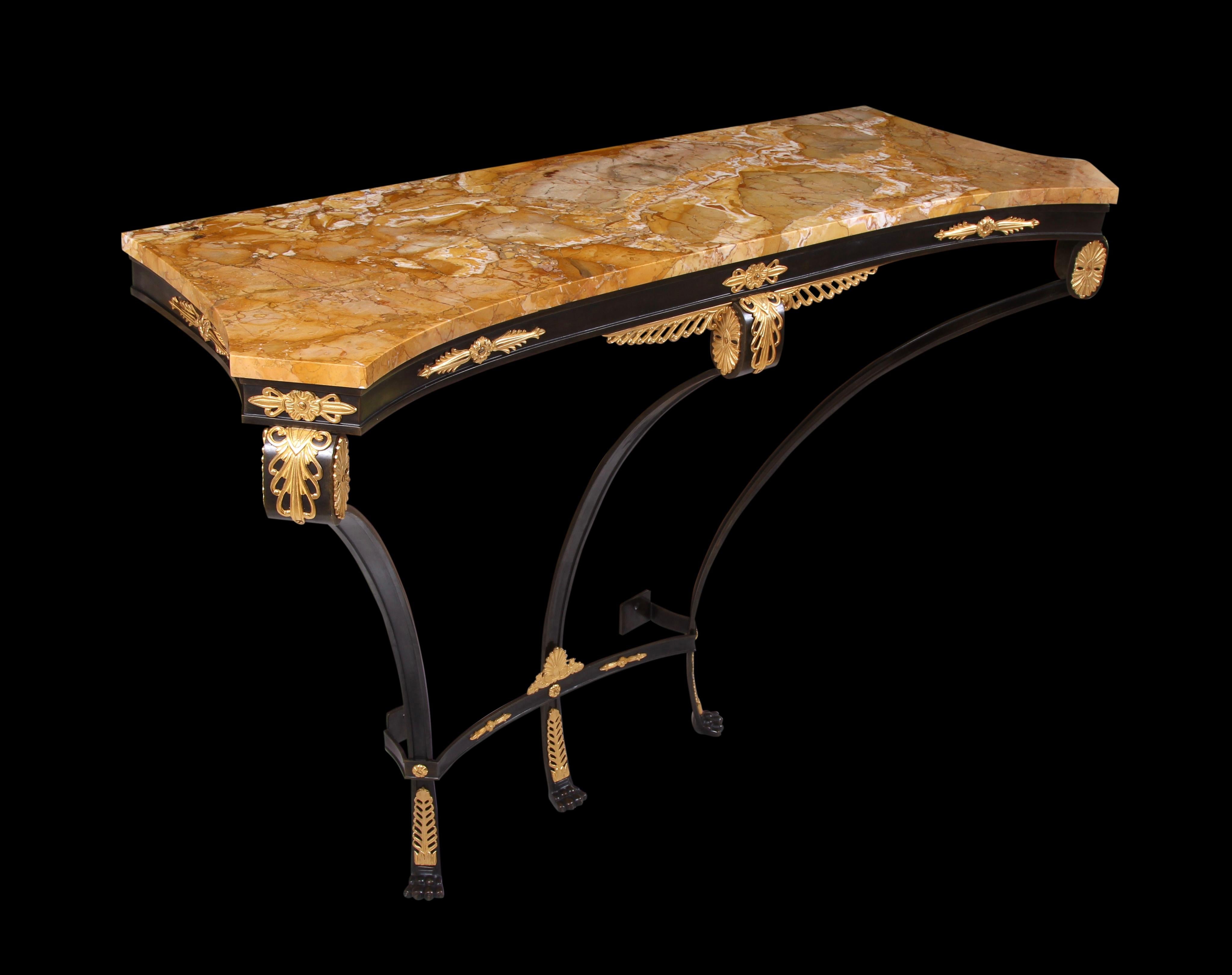 Late 19th Century Bronze & Siena Marble Console Table For Sale 2