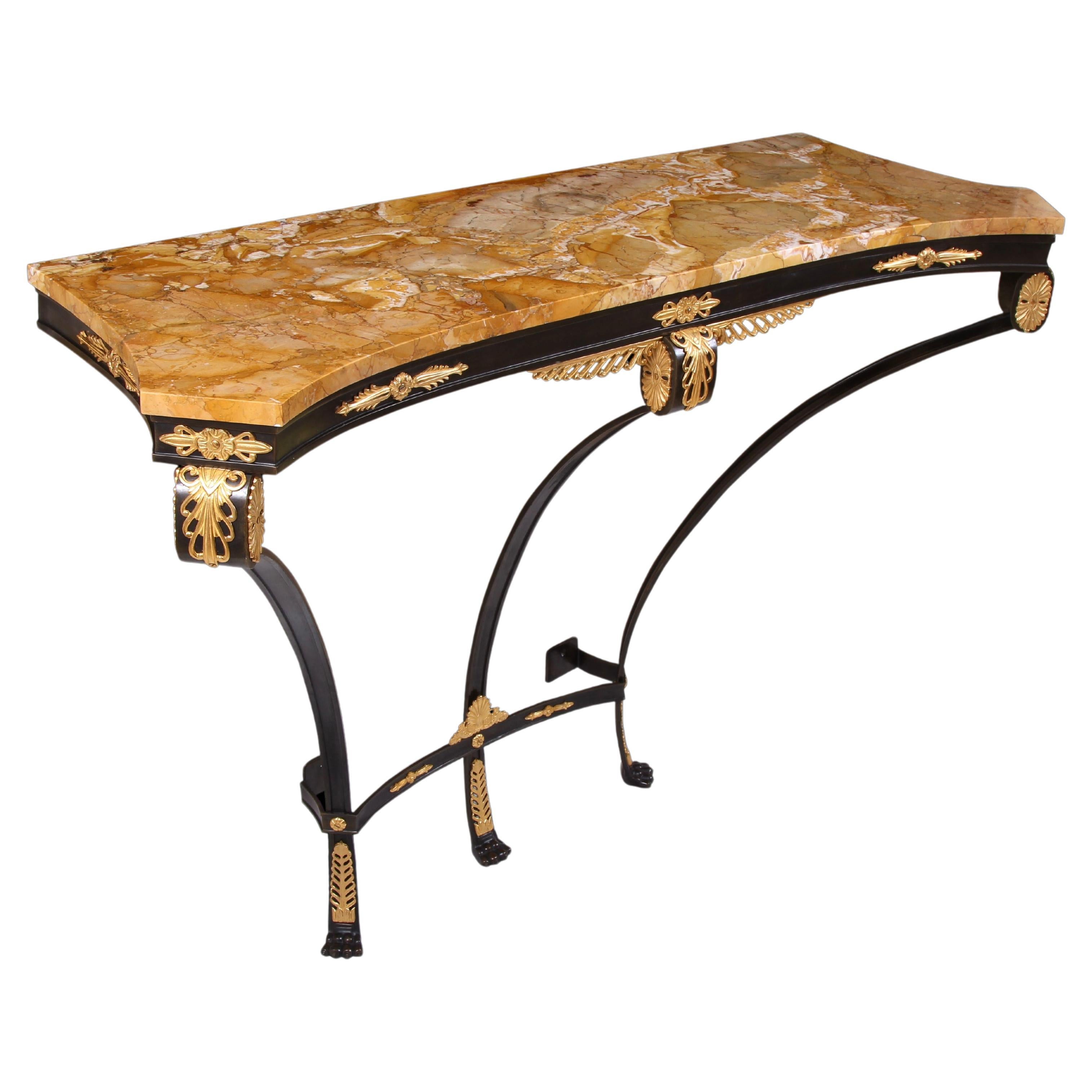 Table console en bronze et marbre de Sienne de la fin du 19e siècle
