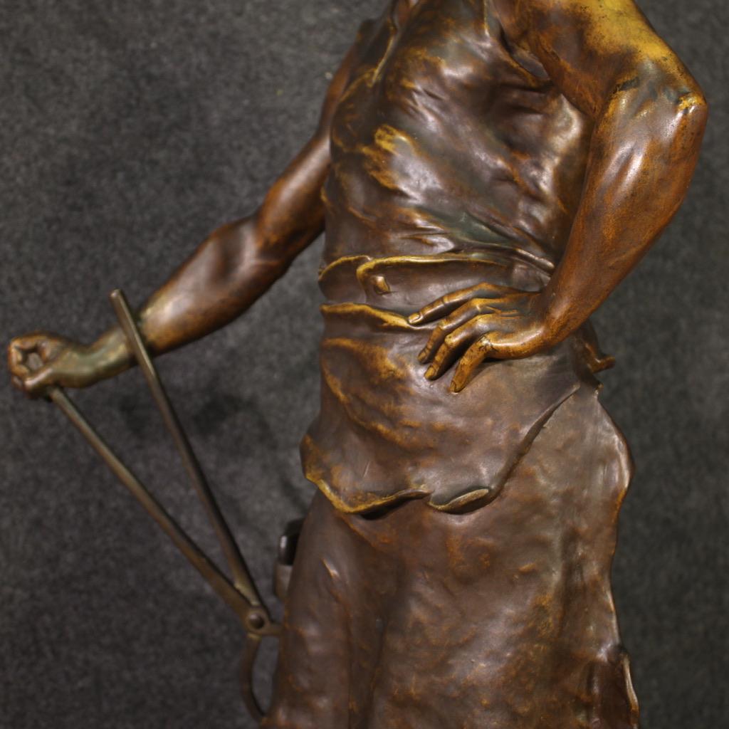 19th Century Patinated Metal Signed Picault French Sculpture the Work, 1890 1