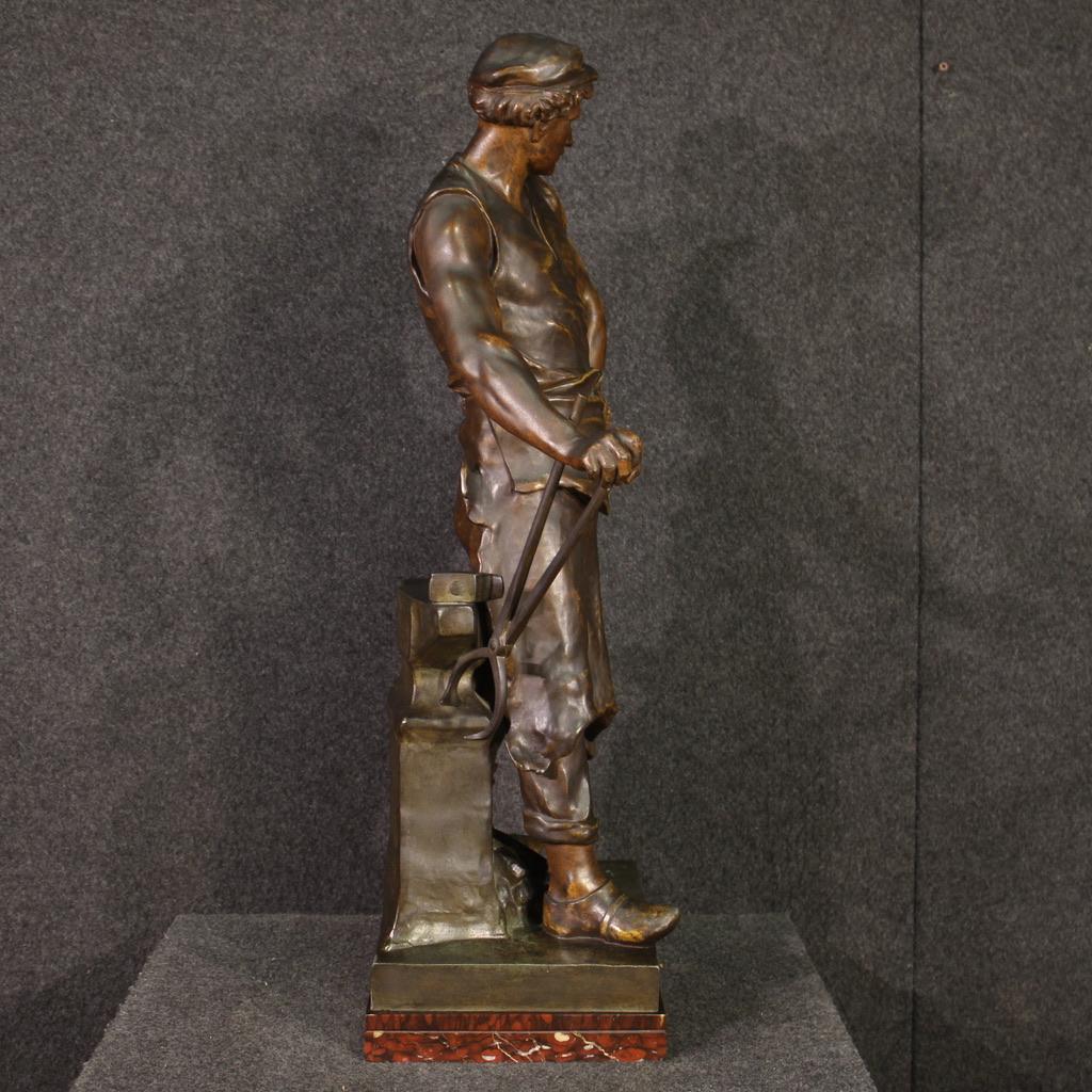 19th Century Patinated Metal Signed Picault French Sculpture the Work, 1890 4