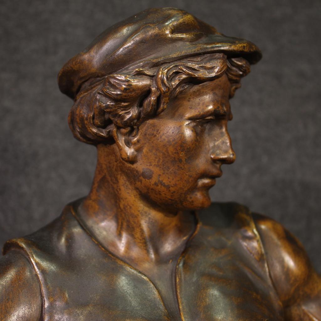 19th Century Patinated Metal Signed Picault French Sculpture the Work, 1890 6