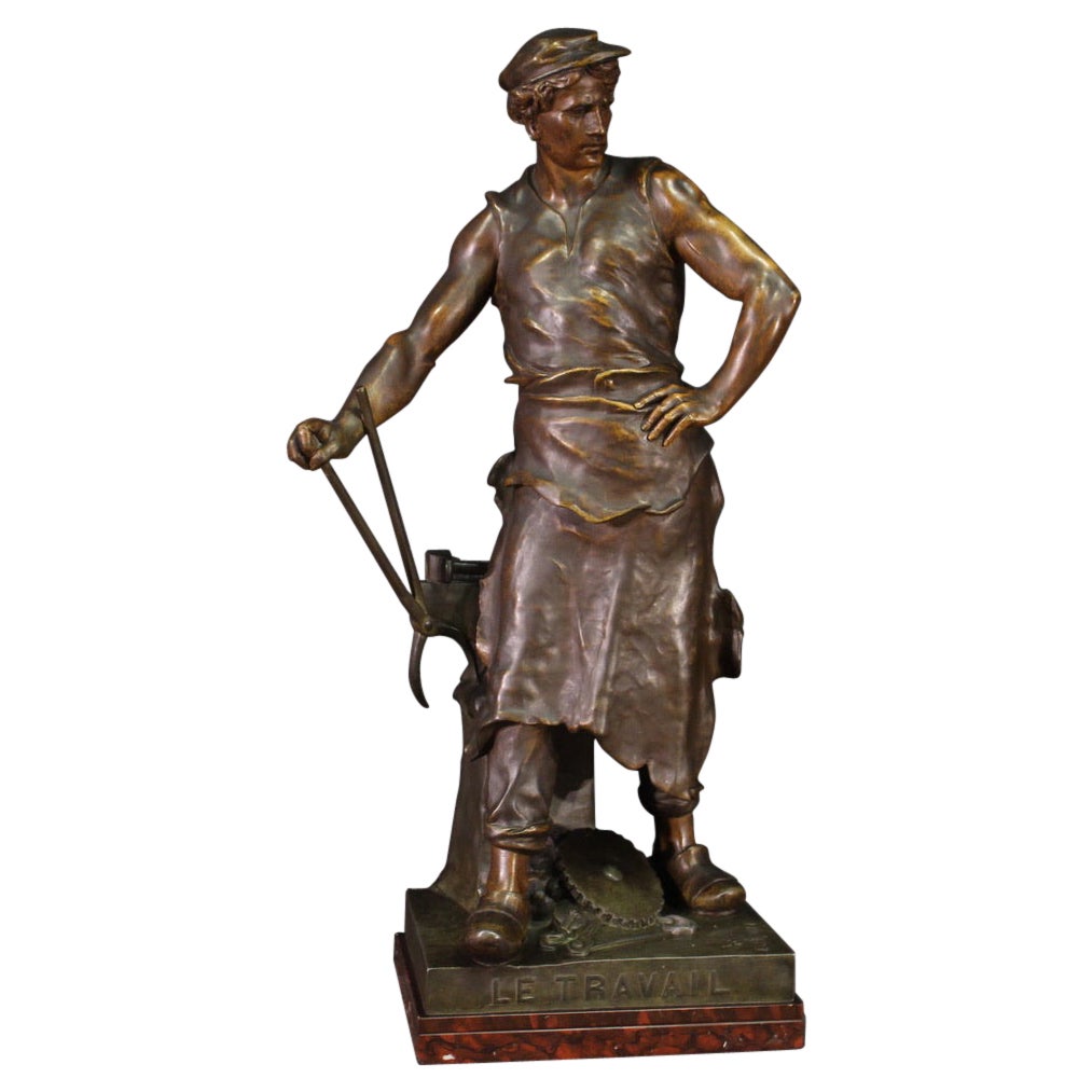 19th Century Patinated Metal Signed Picault French Sculpture the Work, 1890