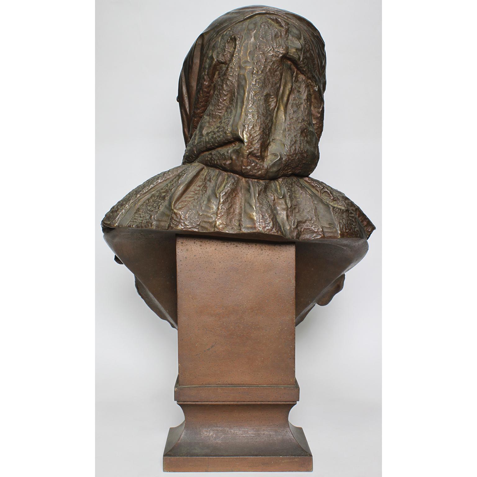 19th Century Patinated Spelter Bust Figure of a Young Girl, Attributed to Hottot For Sale 6