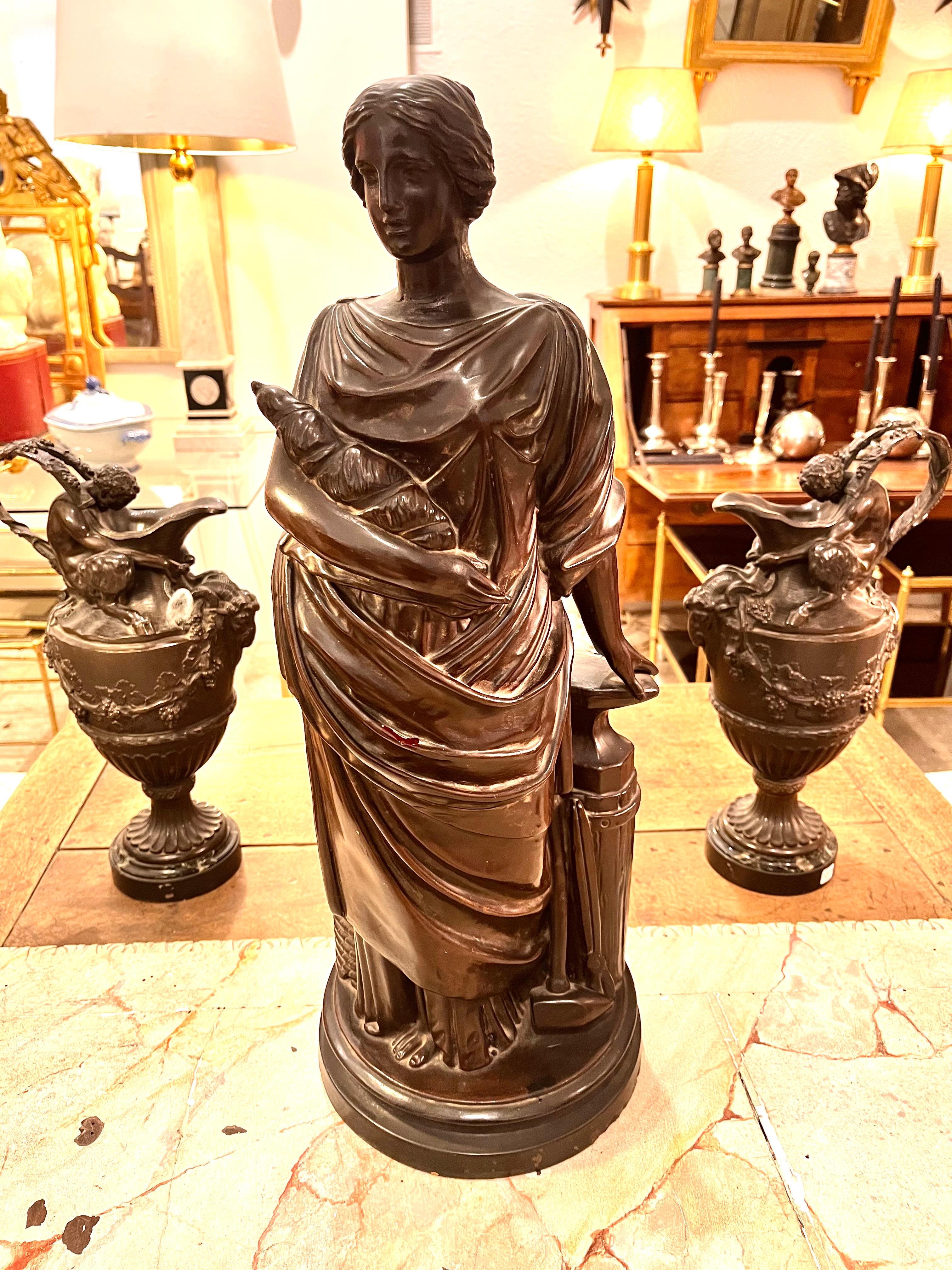 Scultura francese in terracotta patinata del XIX secolo in vendita 10