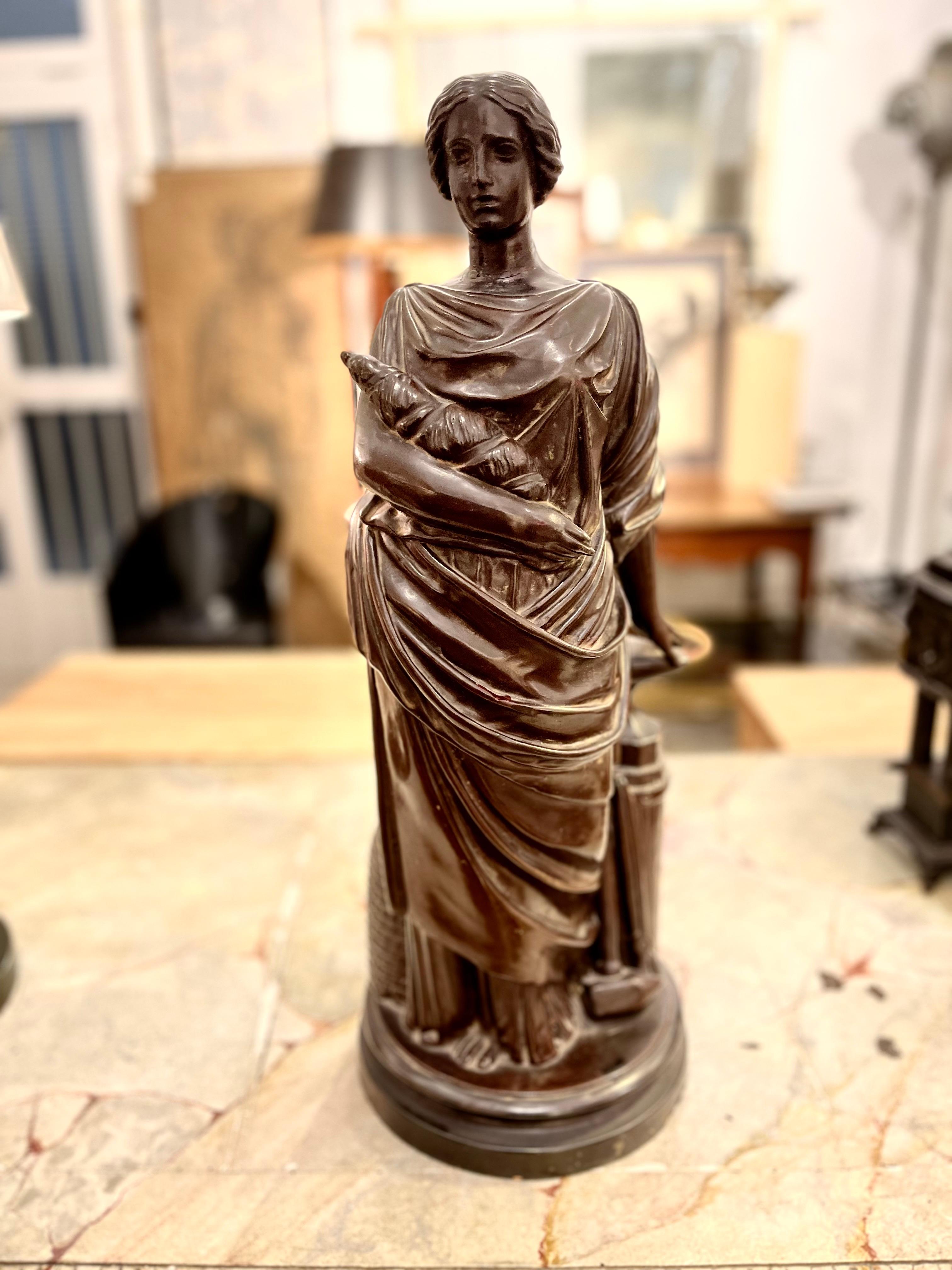 Patinato Scultura francese in terracotta patinata del XIX secolo in vendita
