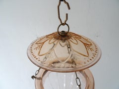 19th Century Peach Pink English Bell Jar Lantern Chandelier