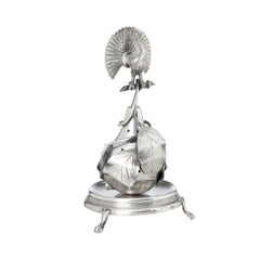 19th Century - 'Peacock and Pear' Silver Toothpick Holder (Year 1810)