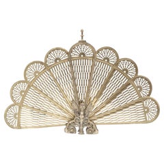 19th Century peacock style brass folding fire guard