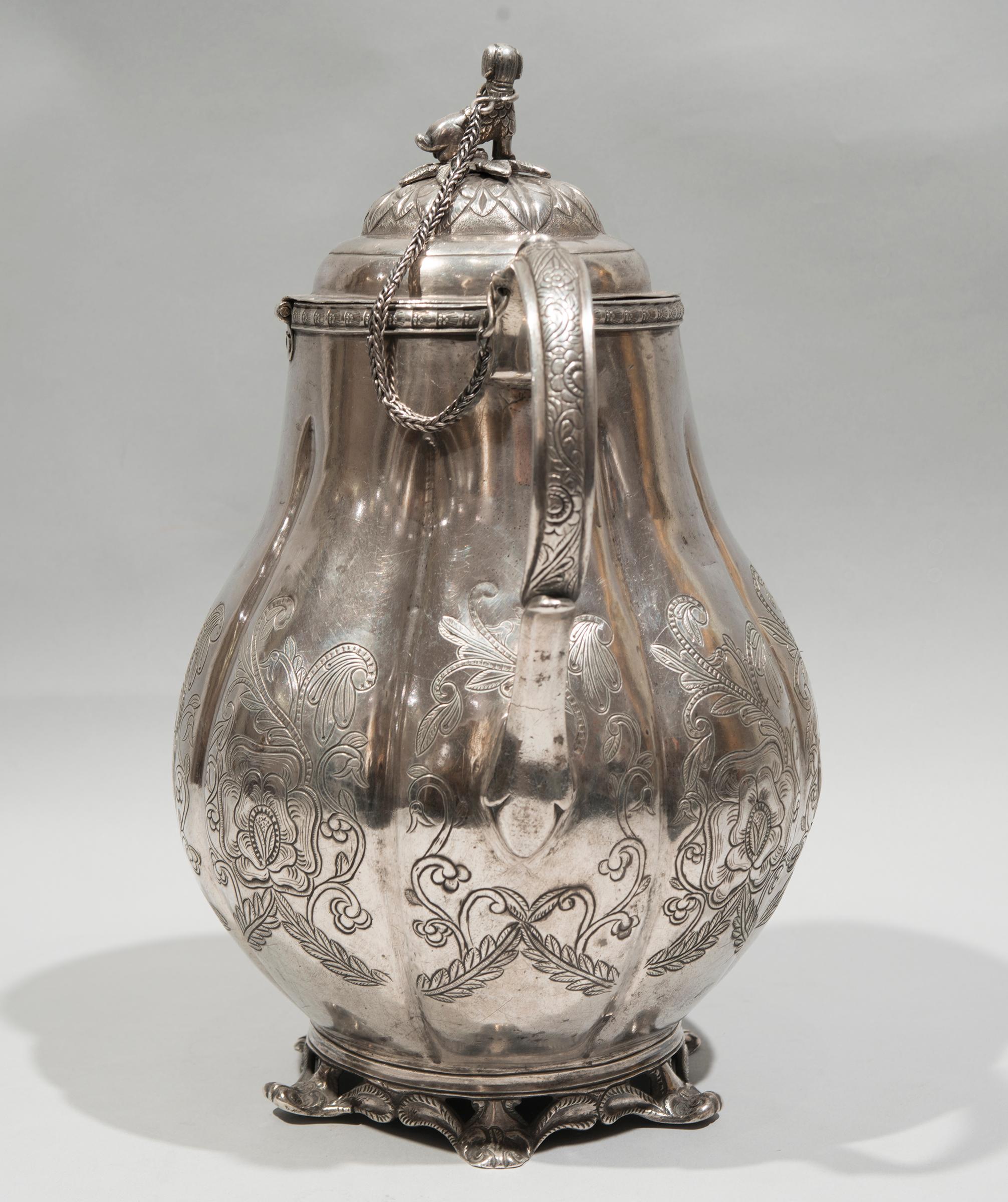 Bolivian 19th Century Pear-Shaped Silver Cafetera