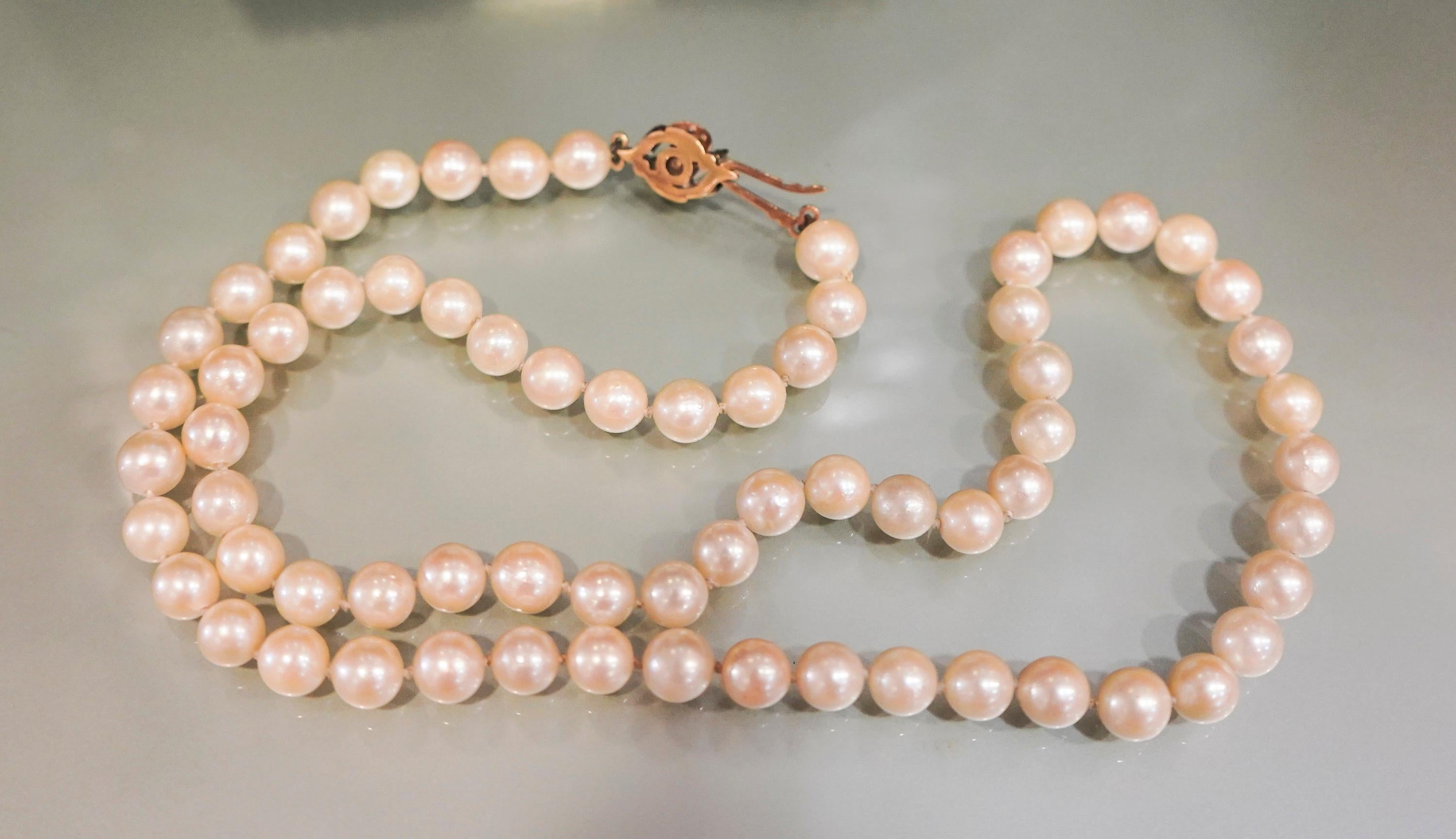 19th Century Pearl Necklace and Brooch Ingold and Diamonds Cut Brilliant 2