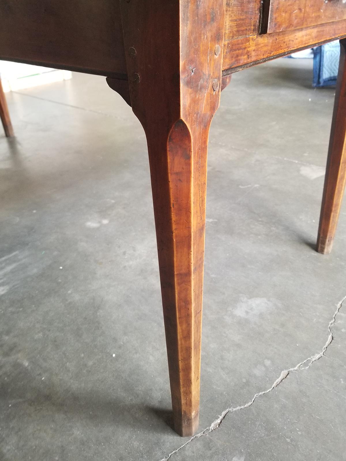 19th Century Pegged Farm Table with Natural Plank Top, Two Utensil Drawers 10