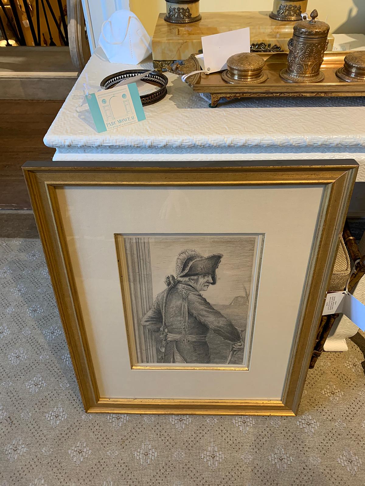 19th Century Pencil Drawing of French Soldier, Unsigned For Sale 6