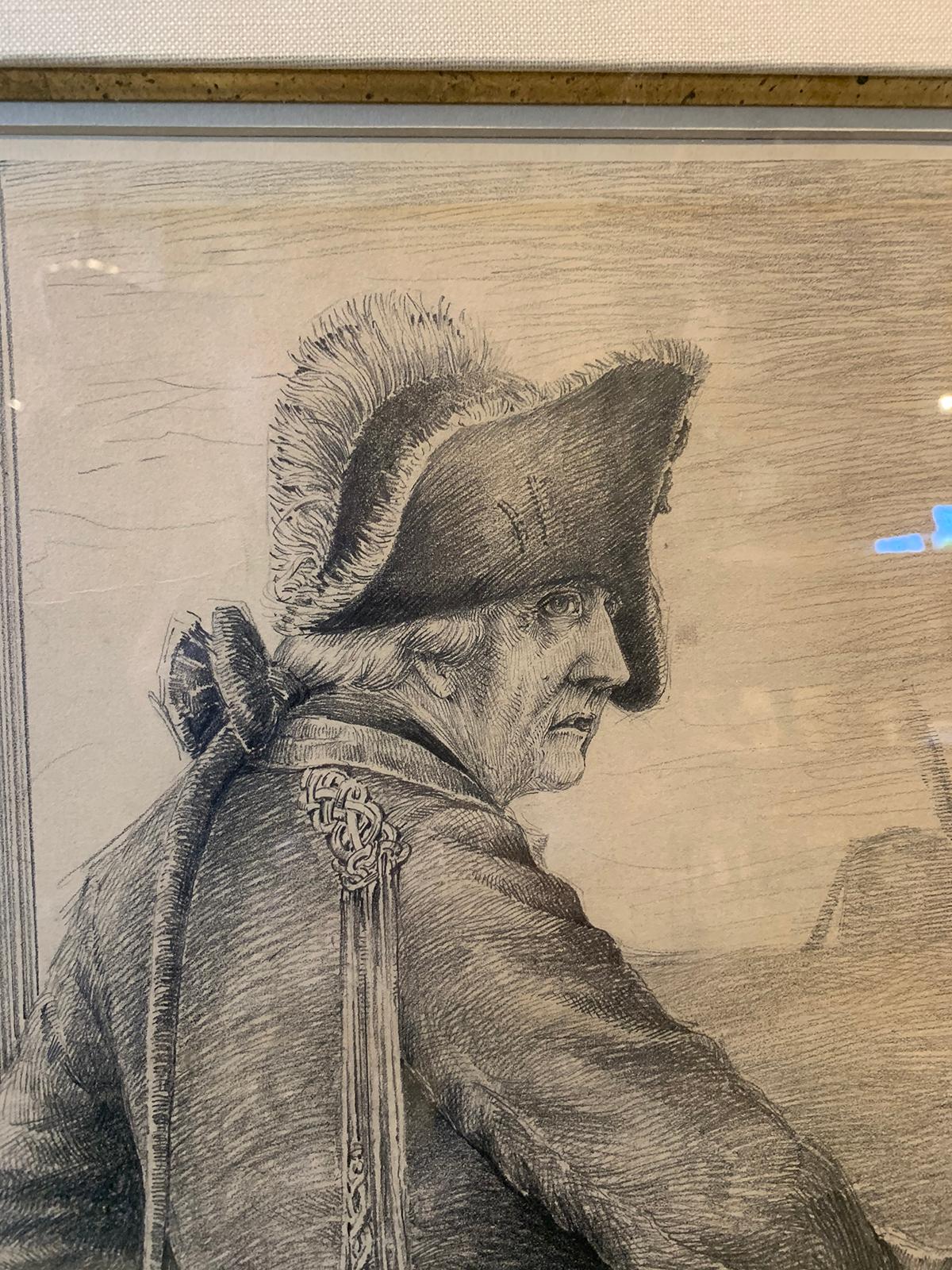 19th Century Pencil Drawing of French Soldier, Unsigned For Sale 10
