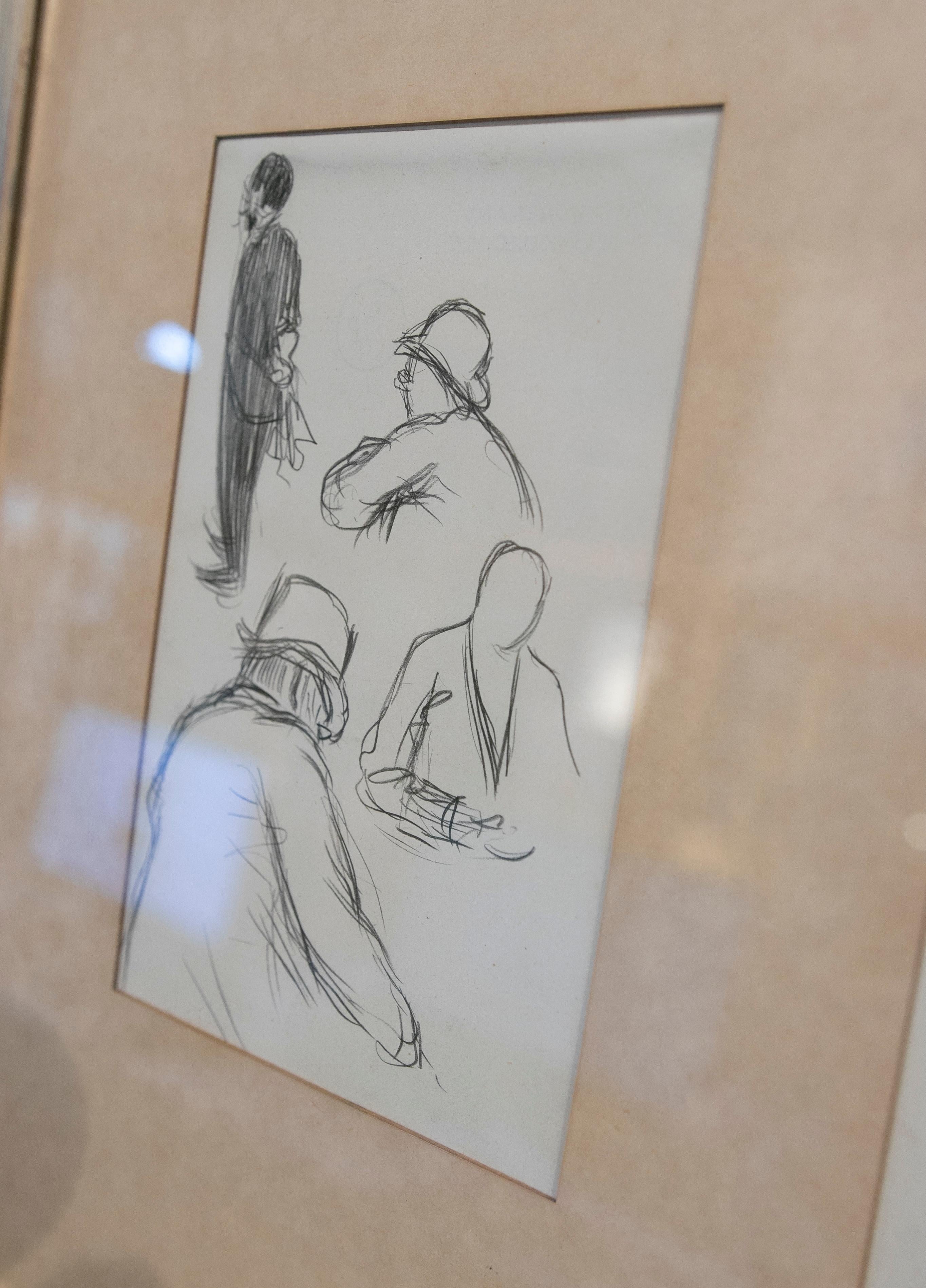 Bleistiftmalerei von Charakteren von Henry James Edouard EVENPOEL aus dem 19. Jahrhundert im Angebot 2