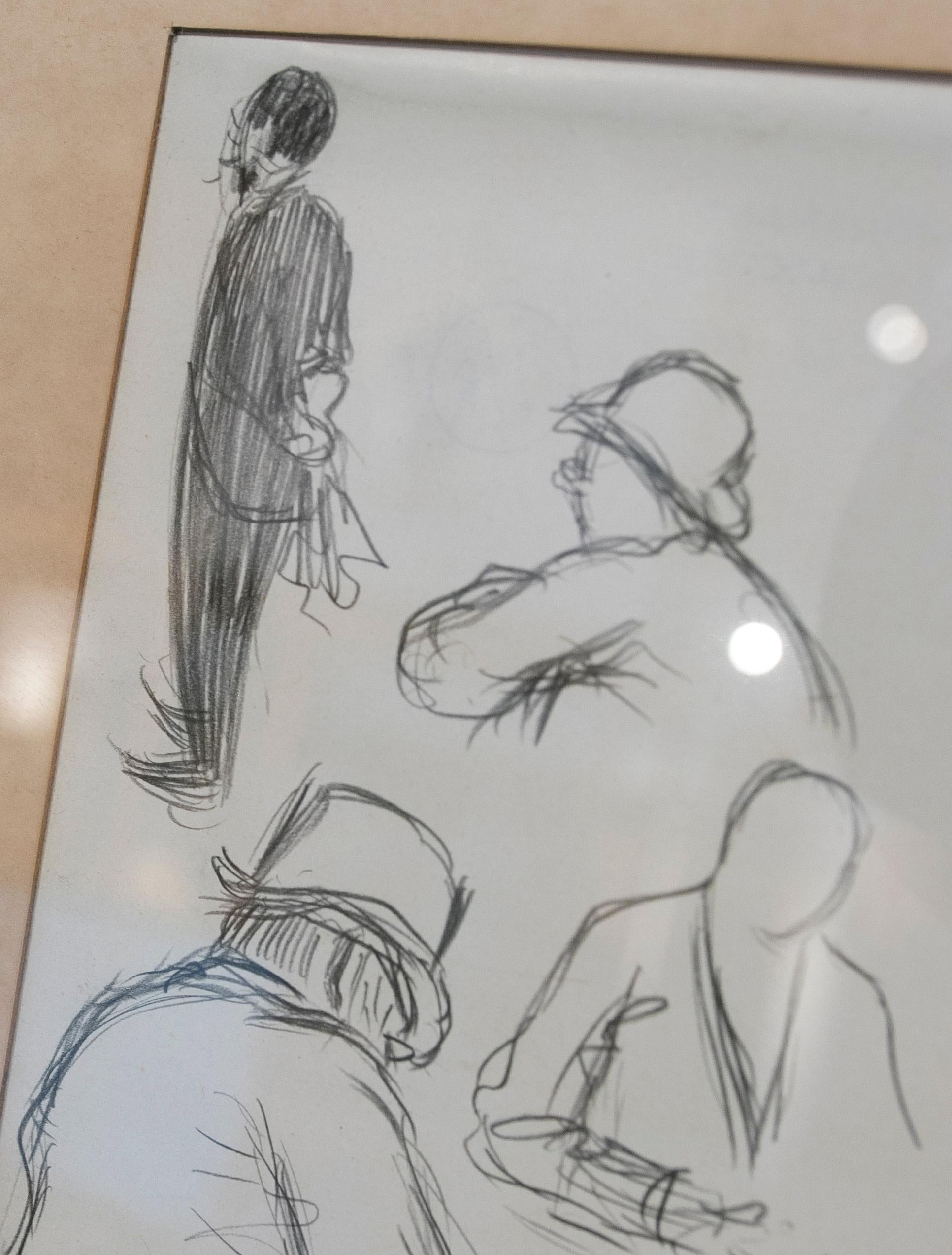 Bleistiftmalerei von Charakteren von Henry James Edouard EVENPOEL aus dem 19. Jahrhundert im Angebot 3