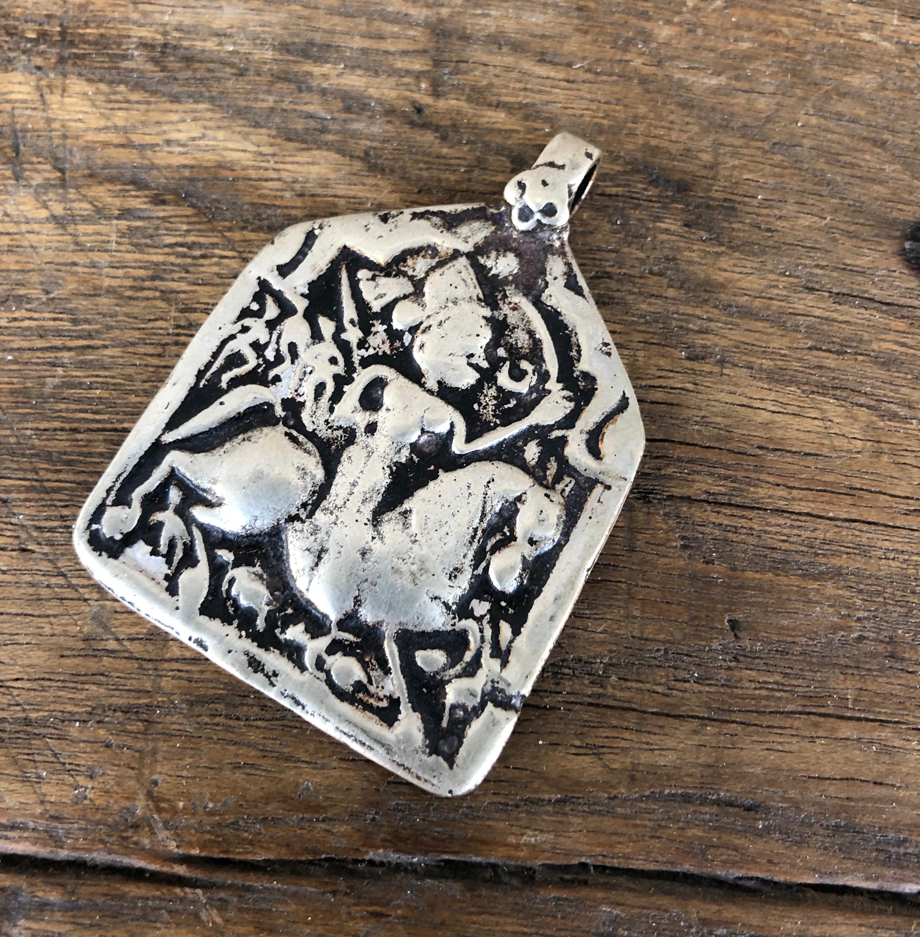 Silver 19th Century Pendant with Great Patina For Sale