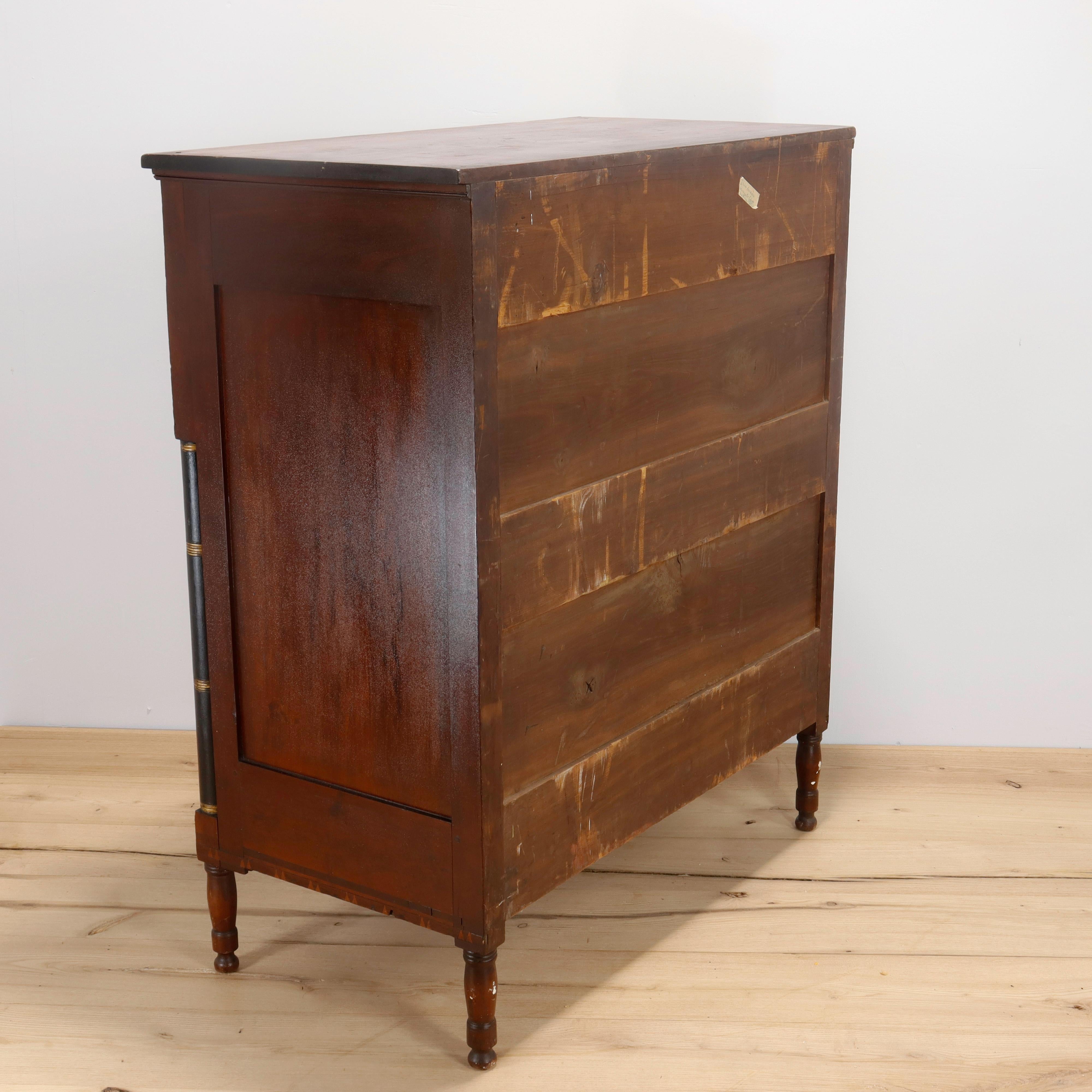 19th Century Pennsylvania Folky Sheraton Cherry Chest of Drawers In Good Condition For Sale In Philadelphia, PA