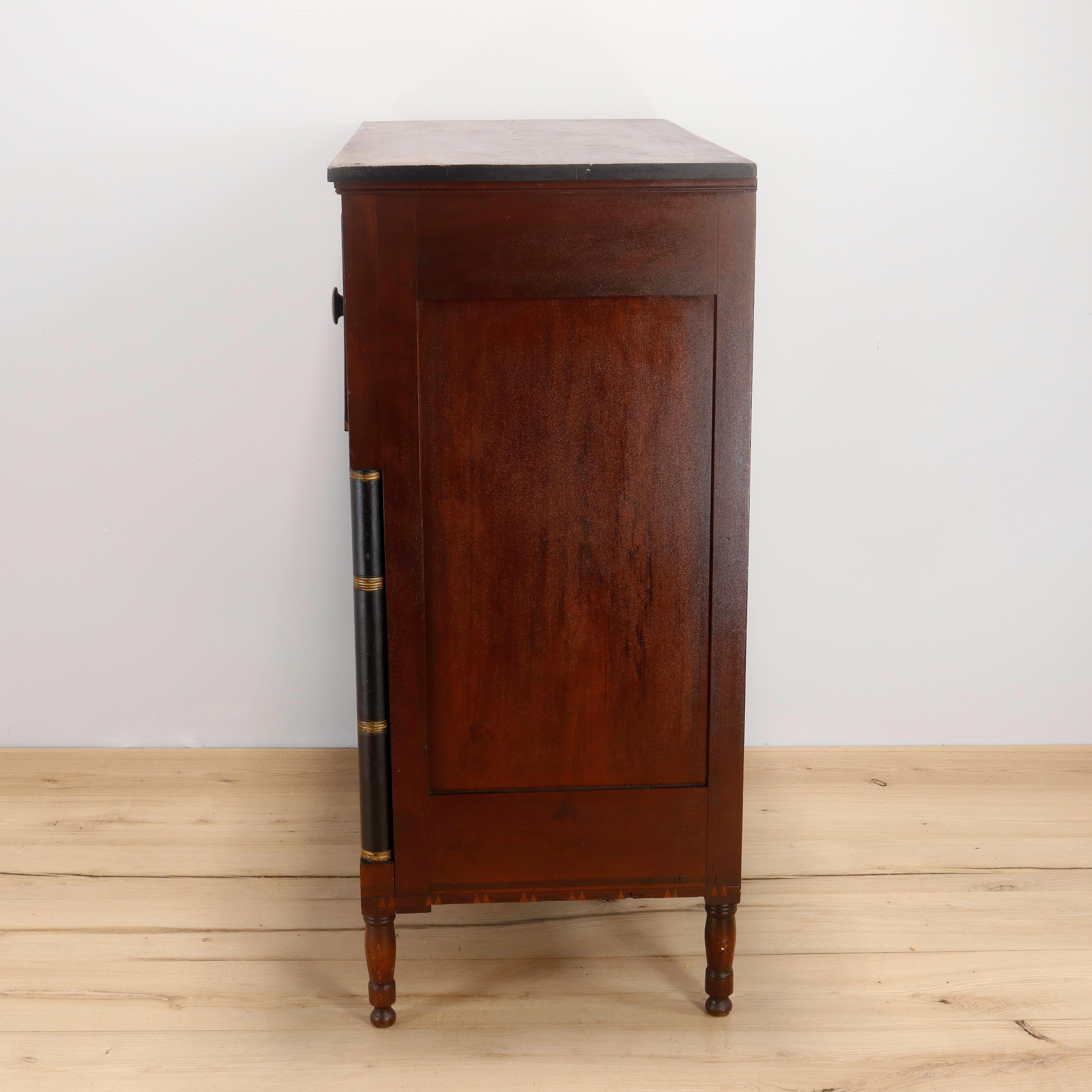 Wood 19th Century Pennsylvania Folky Sheraton Cherry Chest of Drawers For Sale