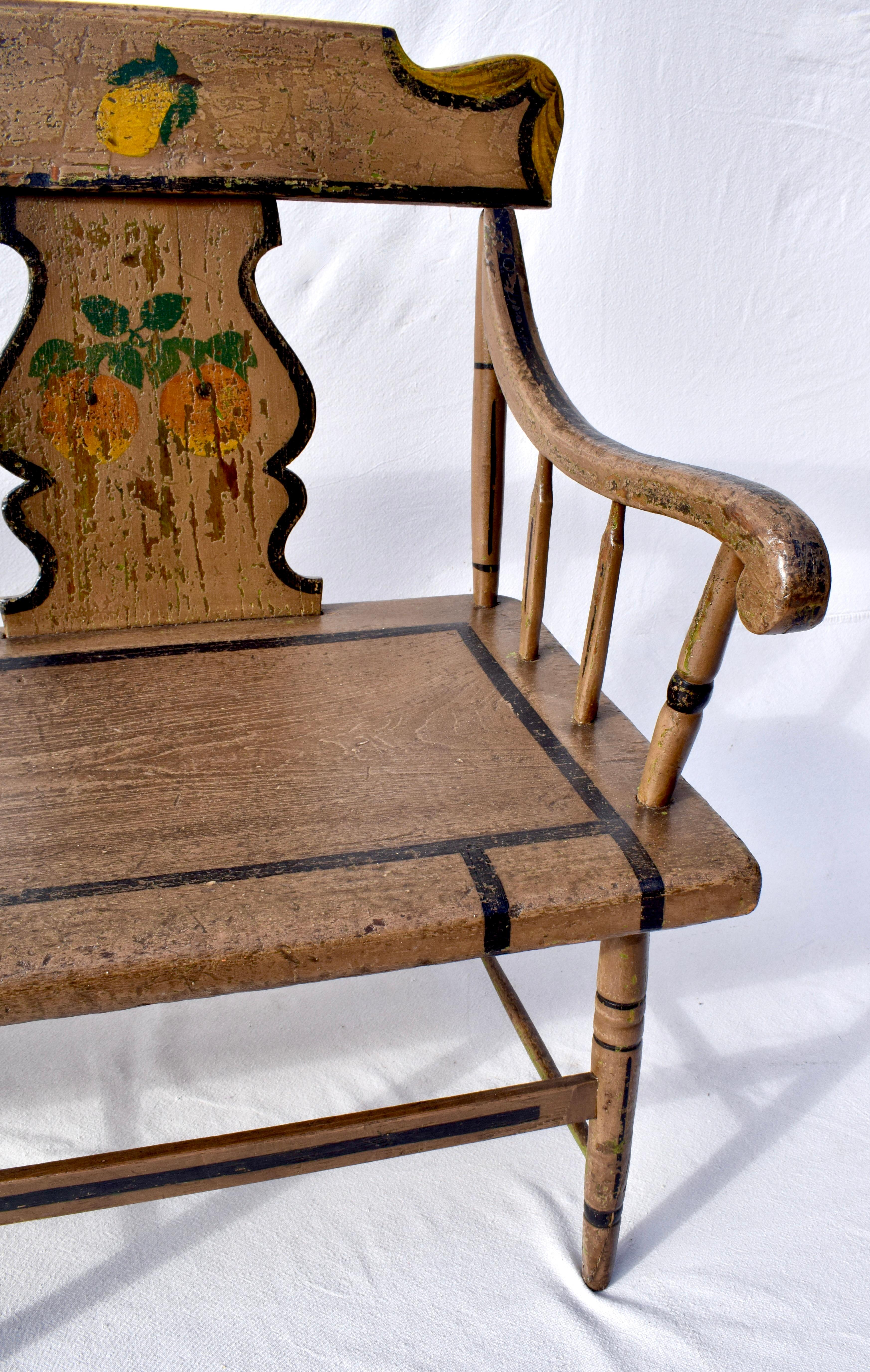 19th Century Pennsylvania Painted Settee For Sale 4