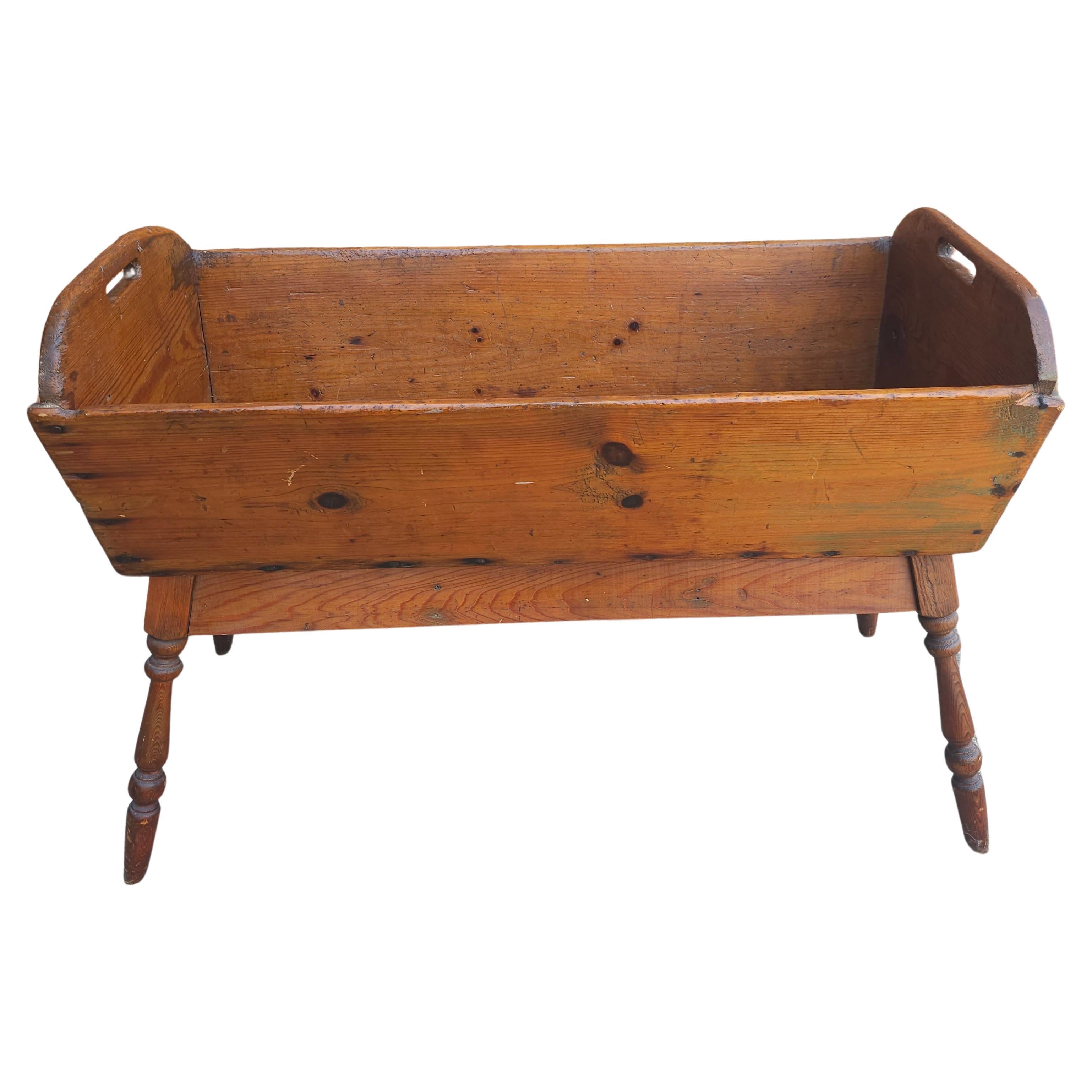 19th Century Pennsylvania Pine Dough Trough / Flower Bed, Planter on Stand. These Dough Trough are used these days for decorative purposes and mostly as planters. Measures 48